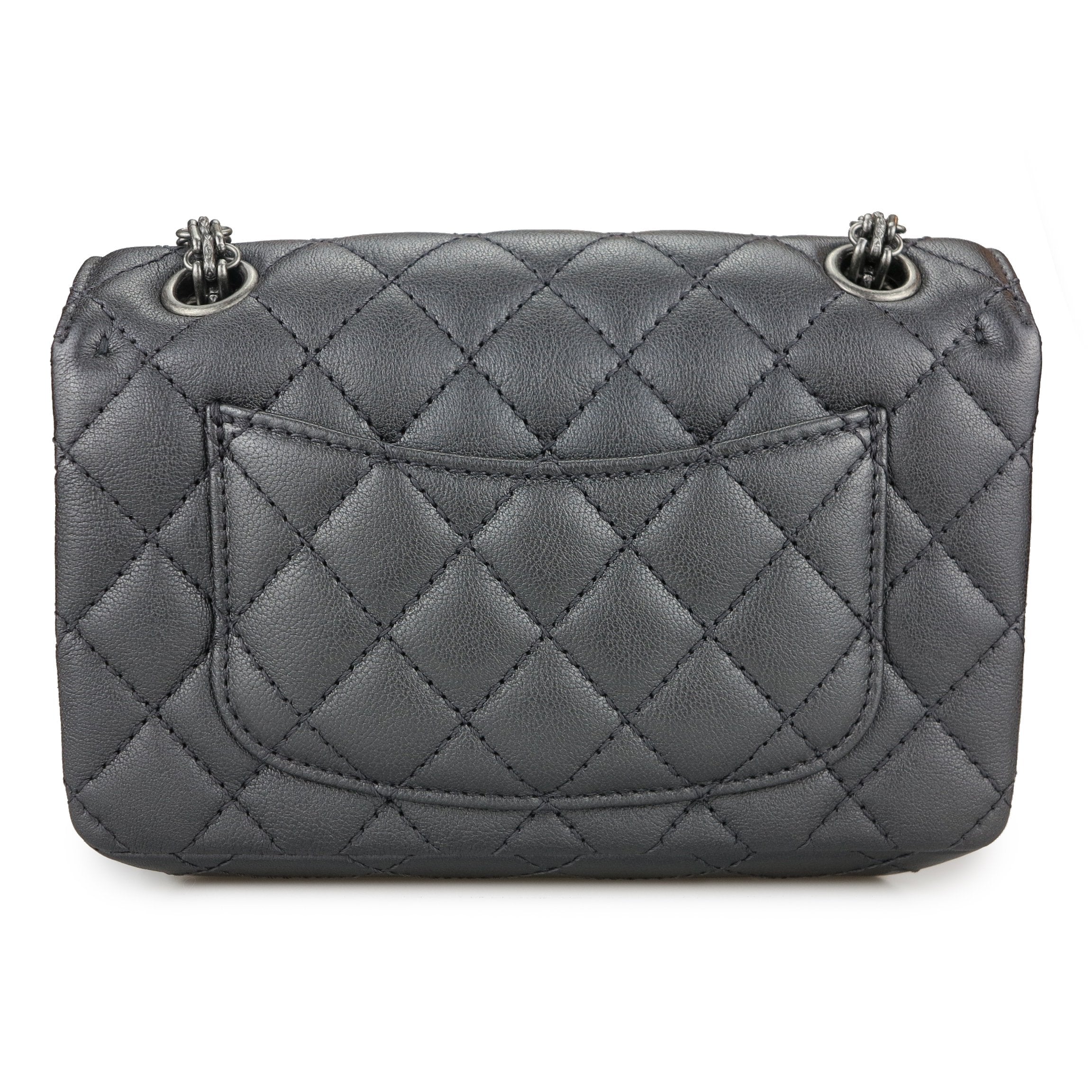 2.55 Mini Reissue Flap Bag Size 224 in Charcoal Grey