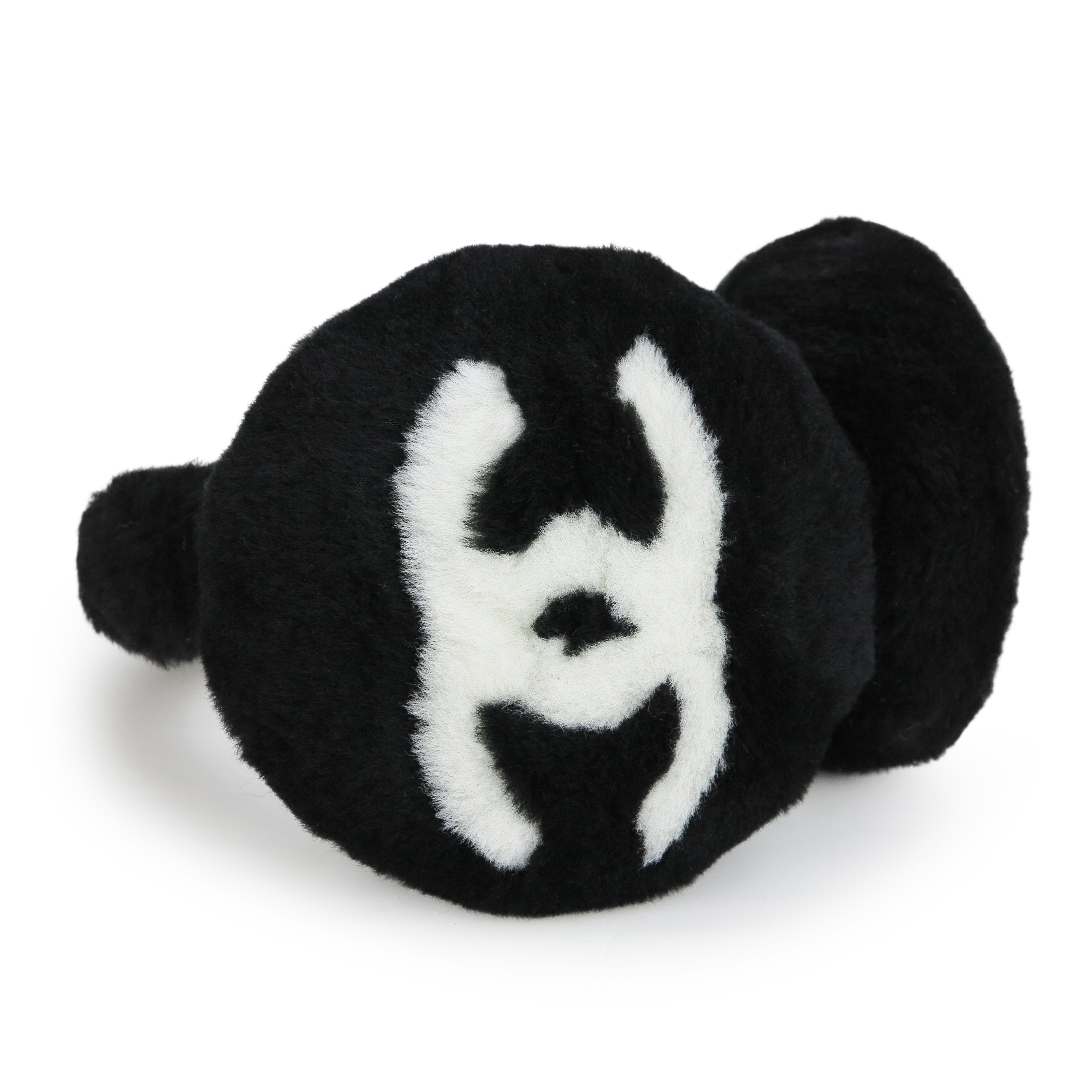 Oversized CC Foldable Earmuffs Black White Shearling