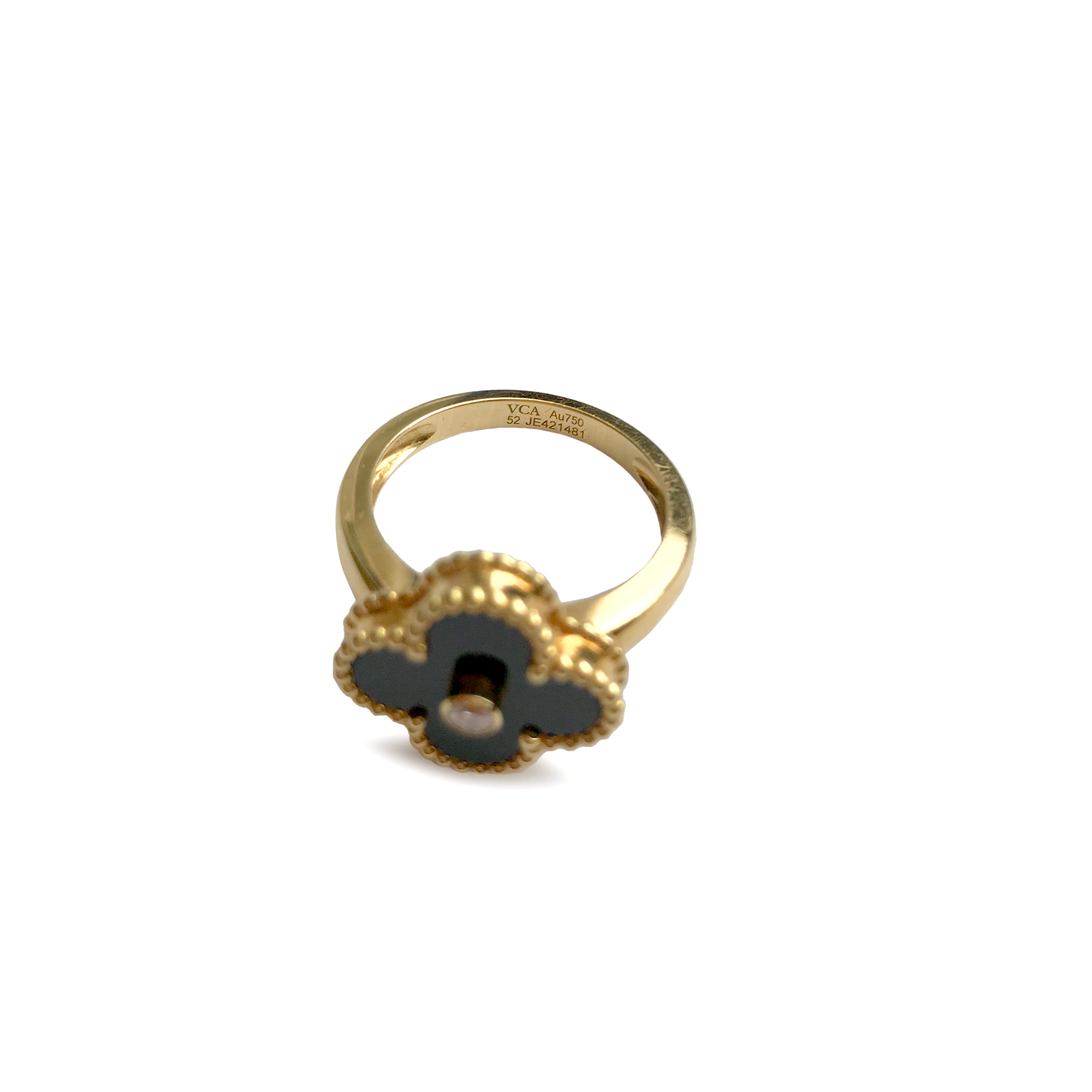 Vintage Alhambra Ring in 18k Yellow Gold Onyx