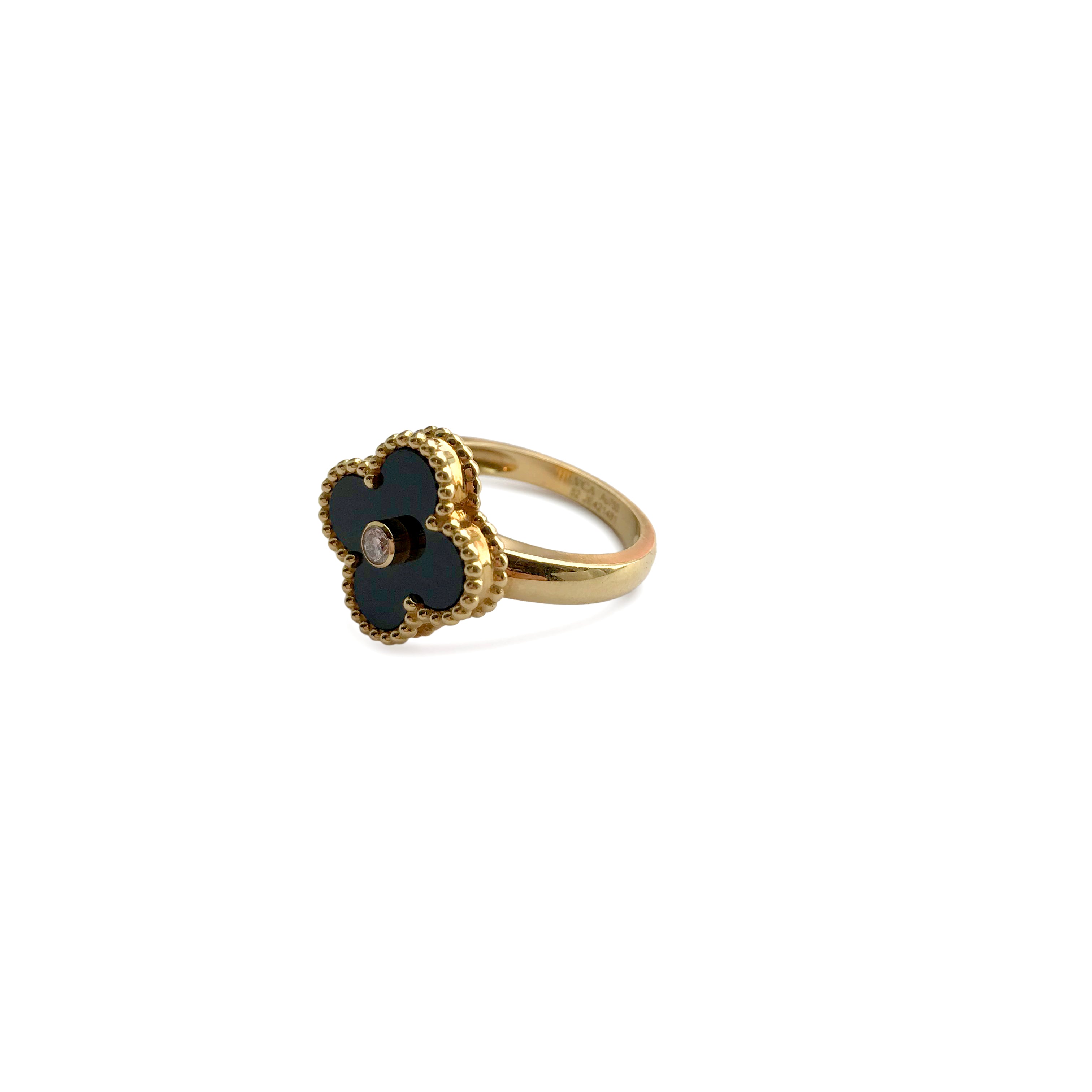 Vintage Alhambra Ring in 18k Yellow Gold Onyx