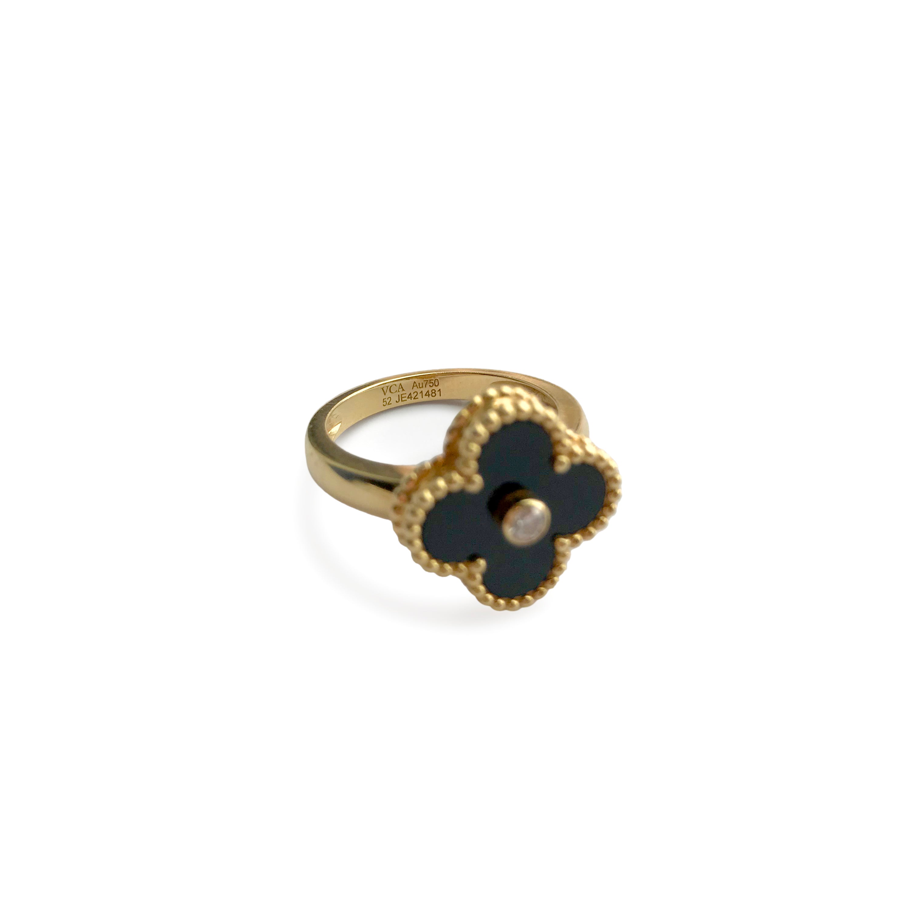 Vintage Alhambra Ring in 18k Yellow Gold Onyx