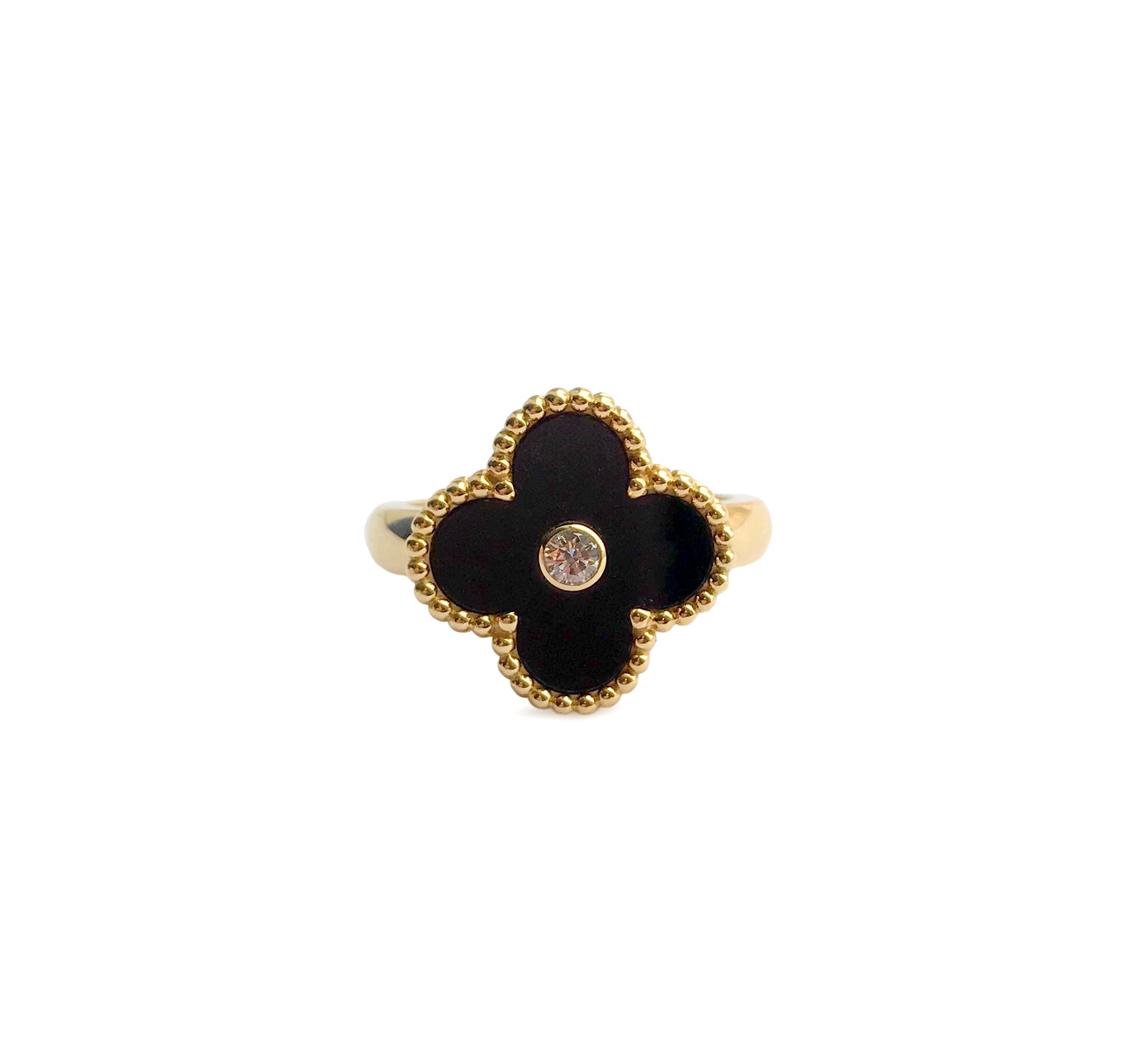 Vintage Alhambra Ring in 18k Yellow Gold Onyx