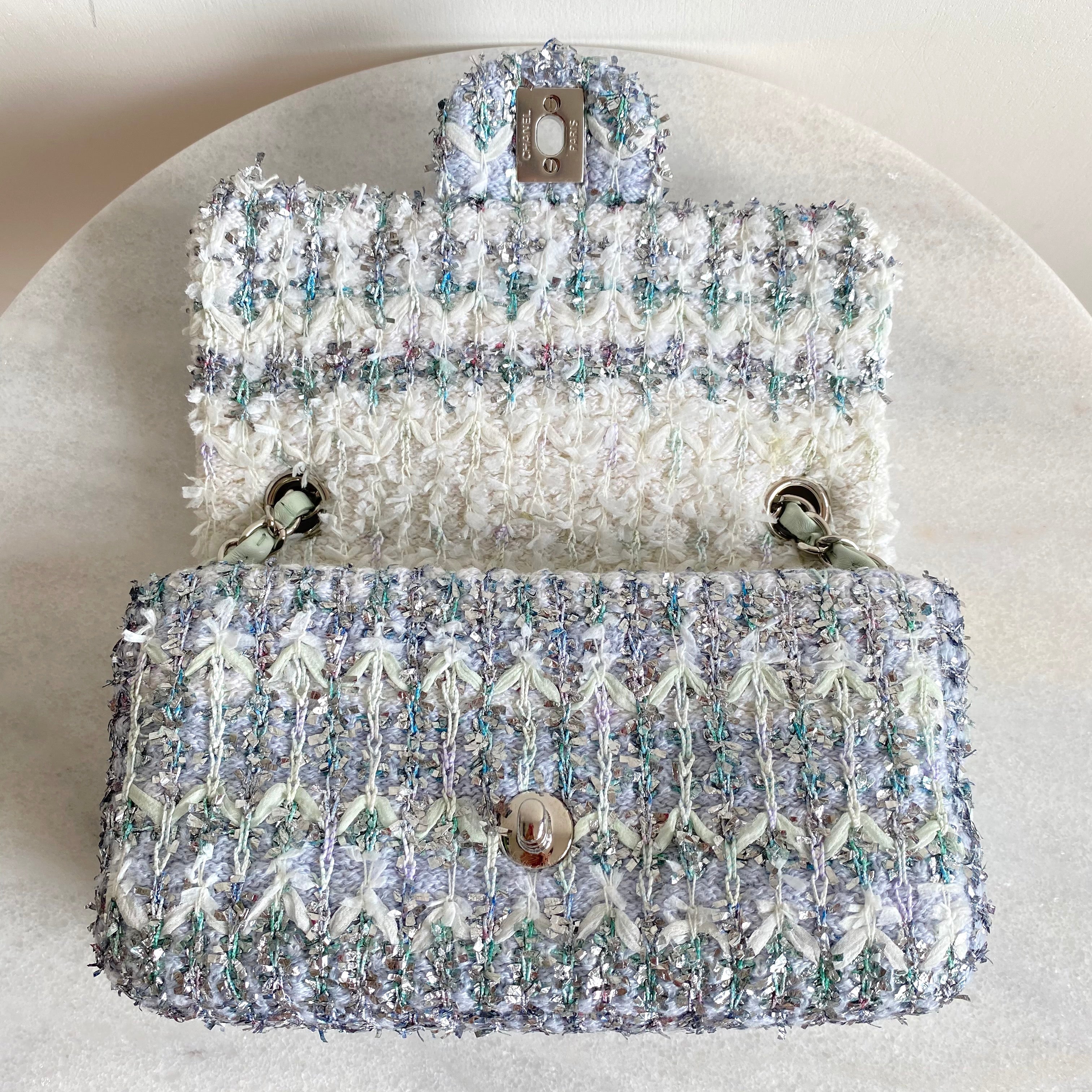 18S Glitter Tweed Mini Flap Bag