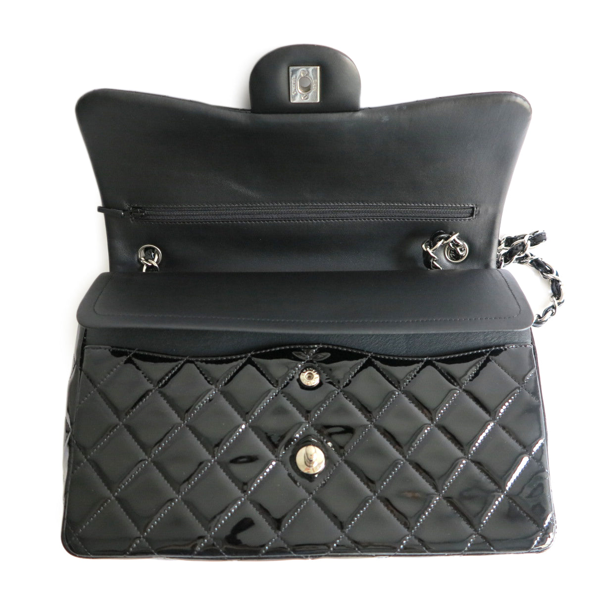 Jumbo Classic Double Flap Bag in Black Patent Leather