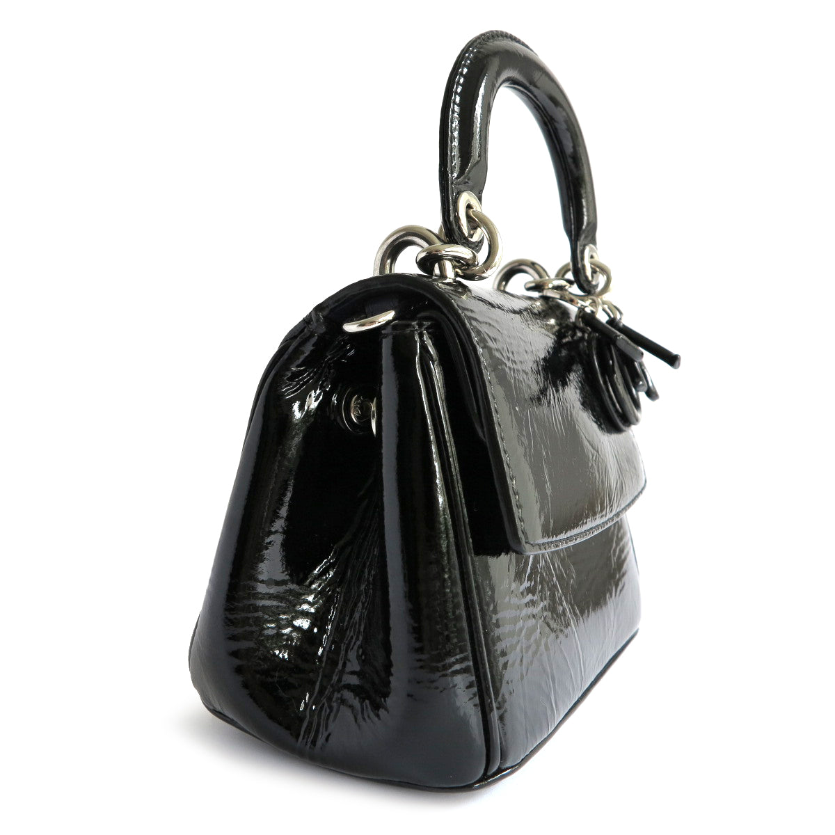Micro Be Dior Bag in Black Patent Leather