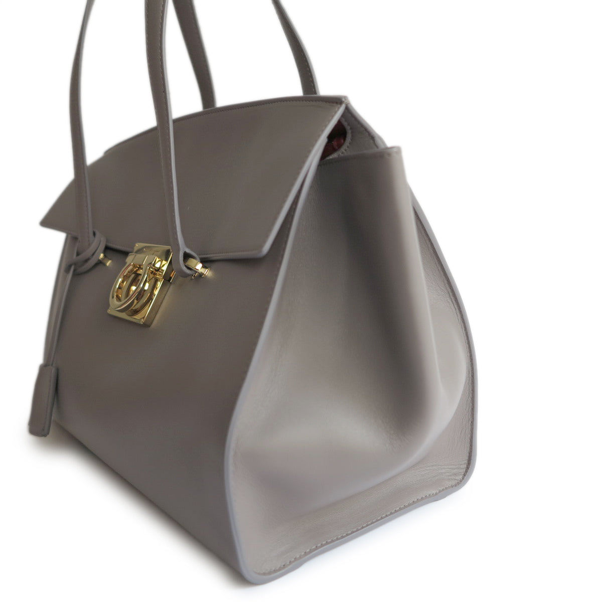 Medium Mara Satchel Bag in Dove Grey Calfskin