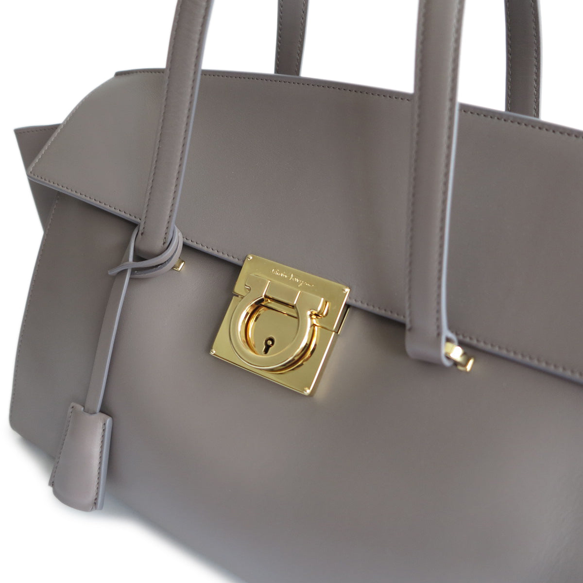 Medium Mara Satchel Bag in Dove Grey Calfskin