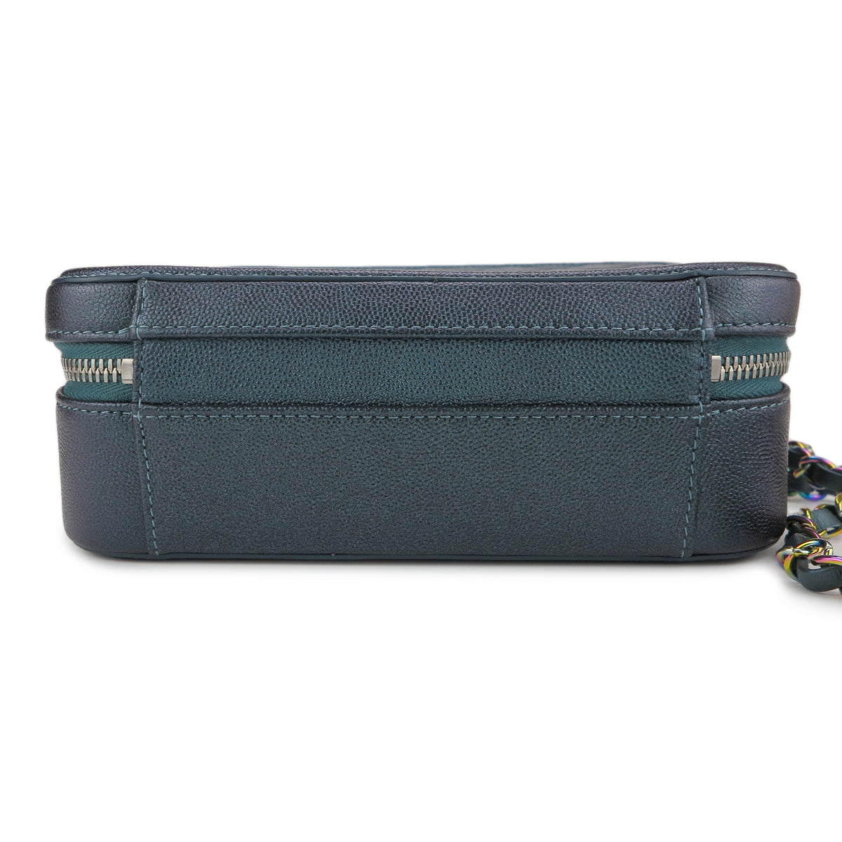 Medium CC Filigree Vanity Case in Dark Turquoise Caviar