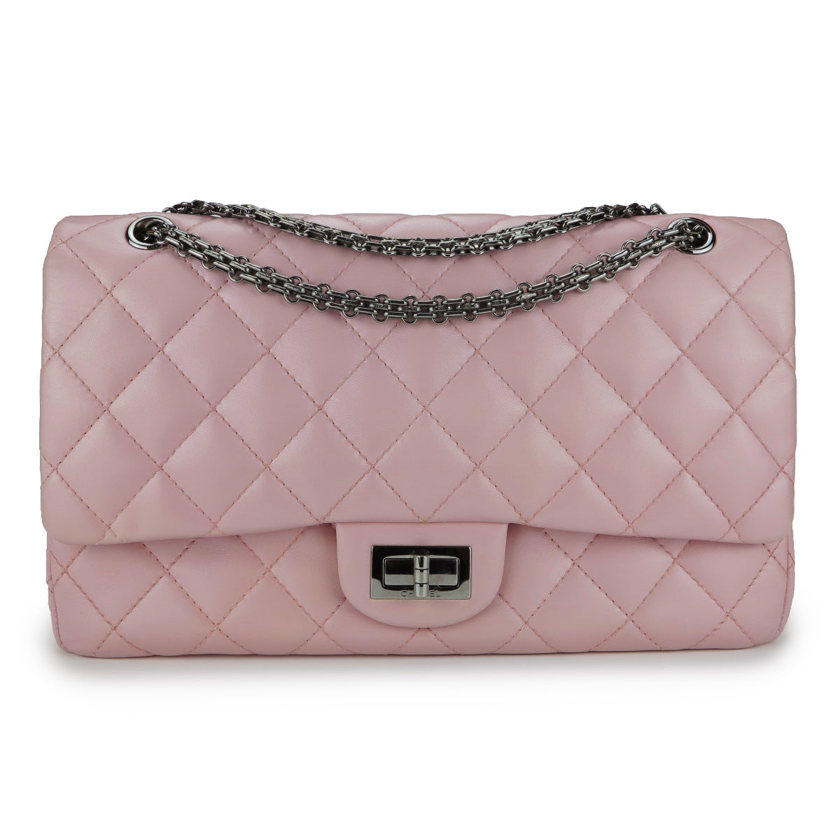 2.55 Reissue Flap Bag Size 227 in Pearlized Pink Calfskin
