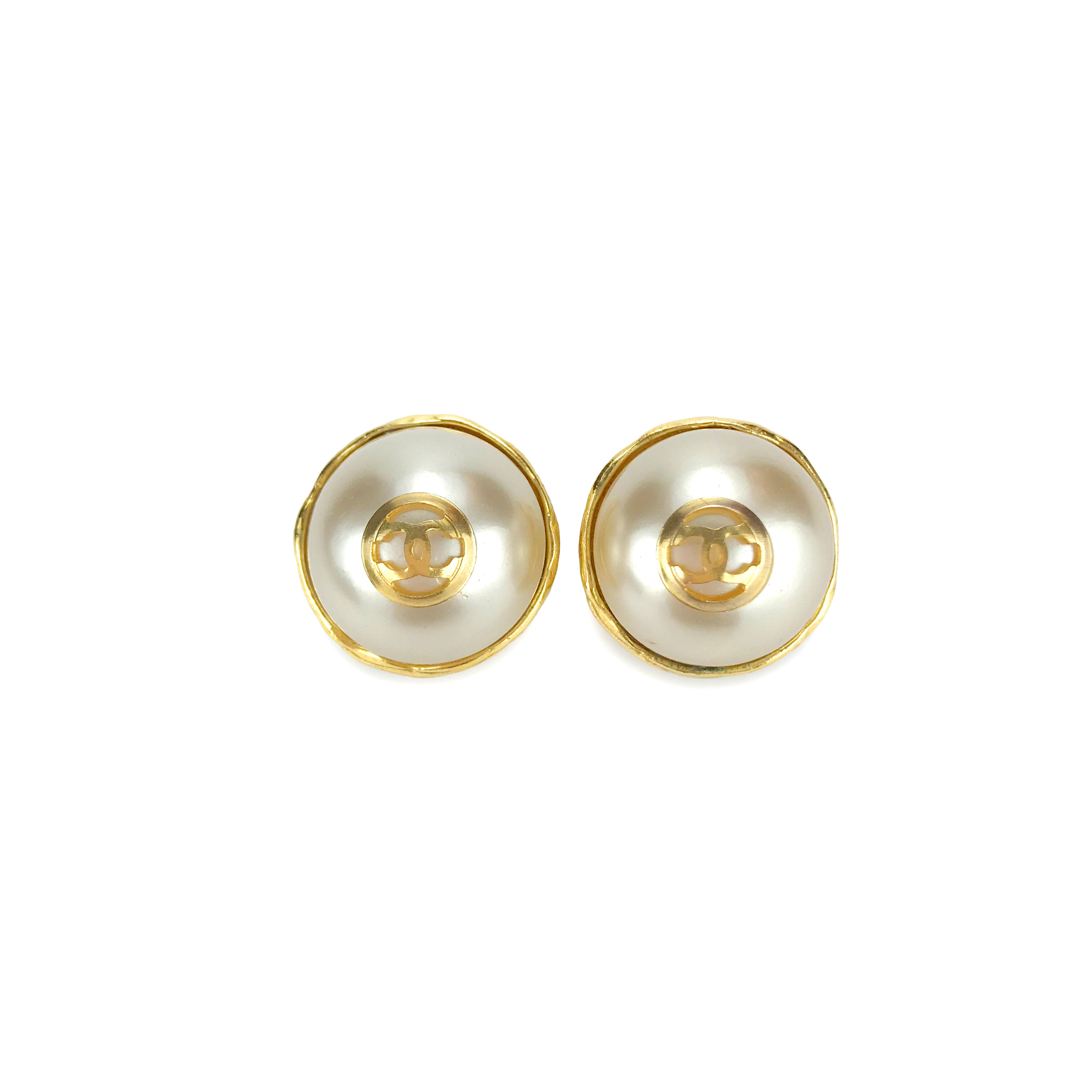Vintage Pearl Earrings with CC Logo