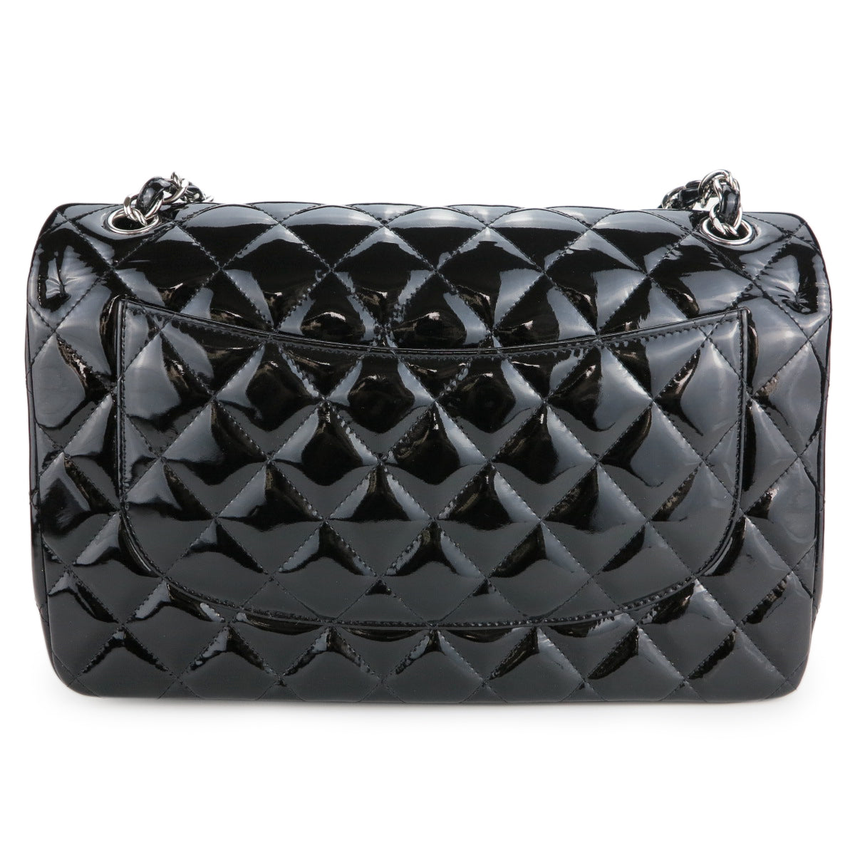 Jumbo Classic Double Flap Bag in Black Patent Leather