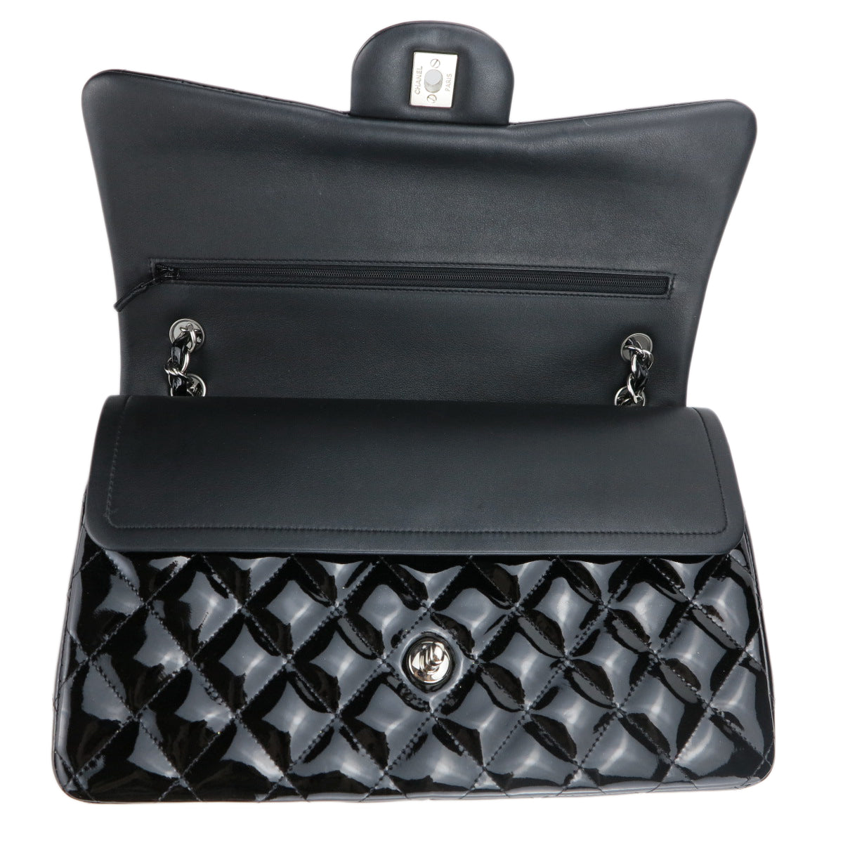 Jumbo Classic Double Flap Bag in Black Patent Leather
