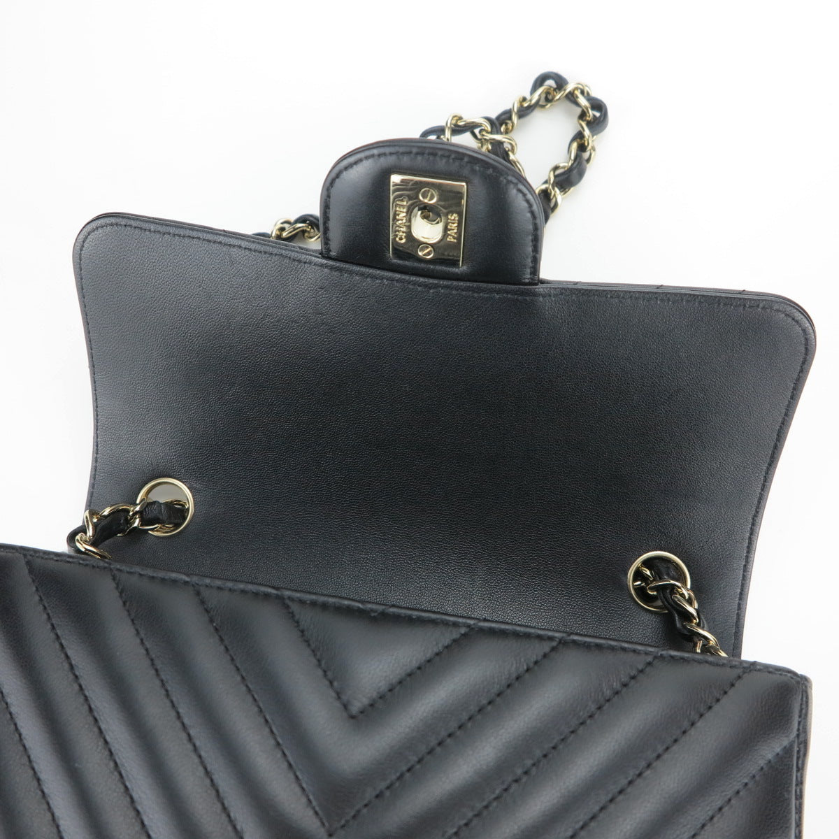 Mini Rectangular Flap Bag in Black Lambskin