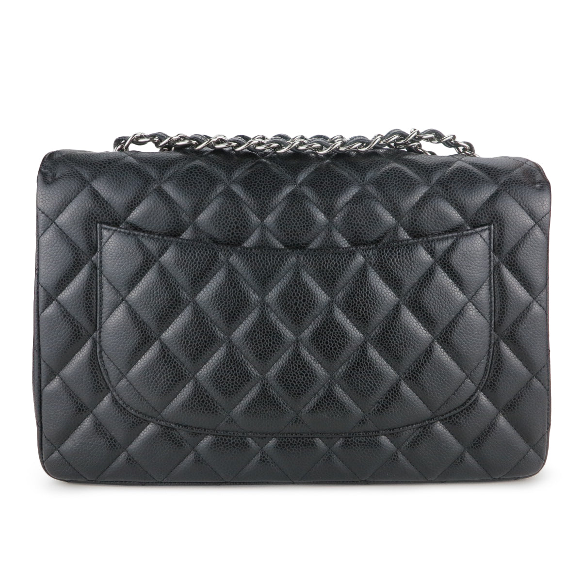 Jumbo Classic Single Flap Bag in Black Caviar