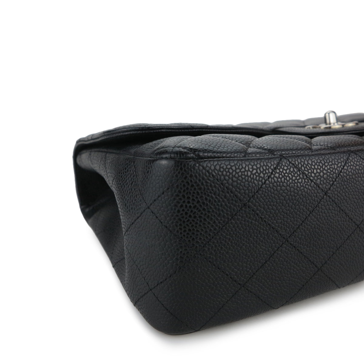 Jumbo Classic Single Flap Bag in Black Caviar