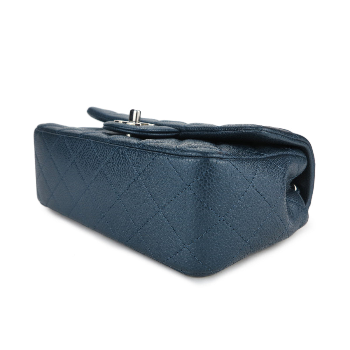 Mini Rectangular Flap Bag in Pearly Blue Caviar