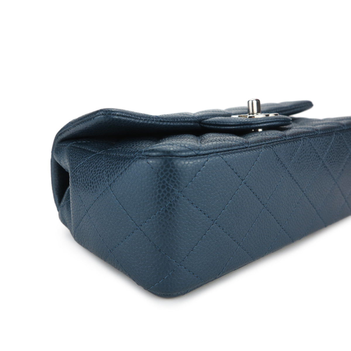 Mini Rectangular Flap Bag in Pearly Blue Caviar