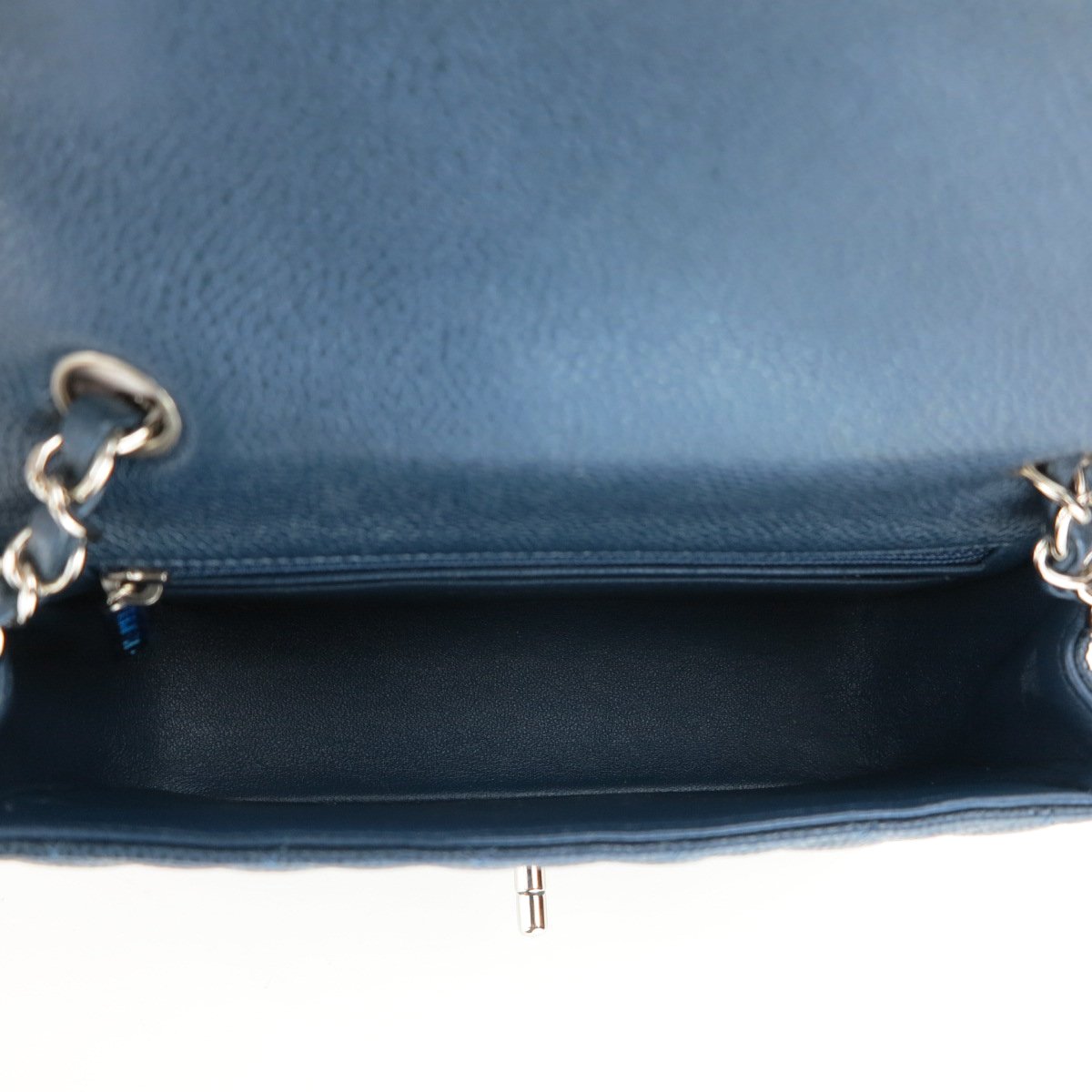 Mini Rectangular Flap Bag in Pearly Blue Caviar