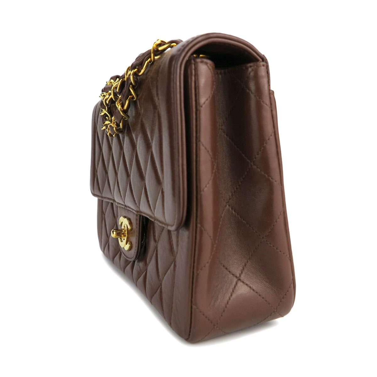 Vintage Diana Flap Bag in Brown Lambskin