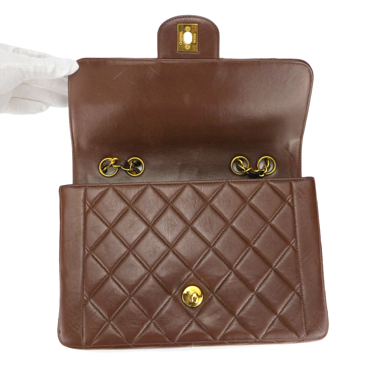 Vintage Diana Flap Bag in Brown Lambskin