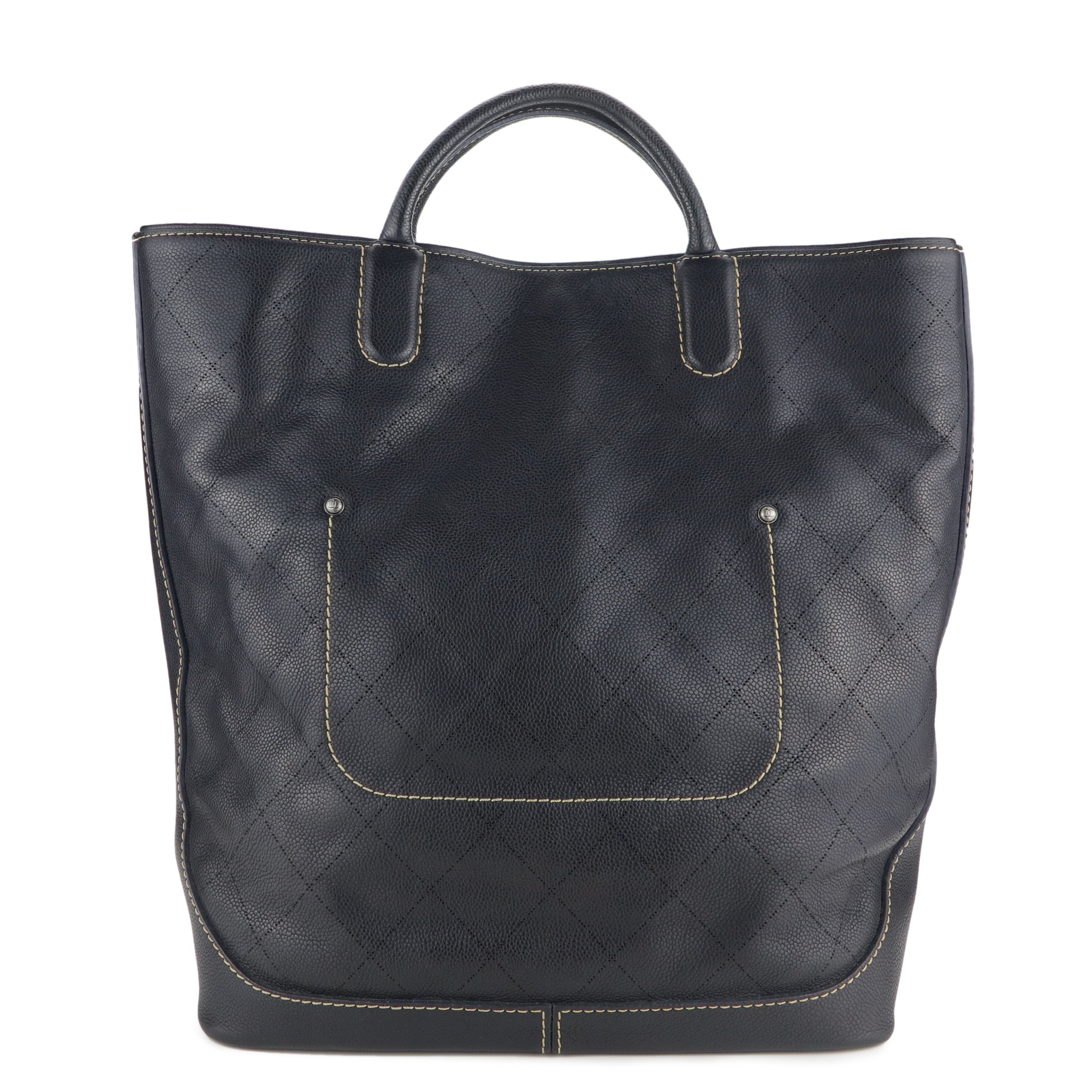 Large Vertical Shopper Tote in Dark Grey Caviar