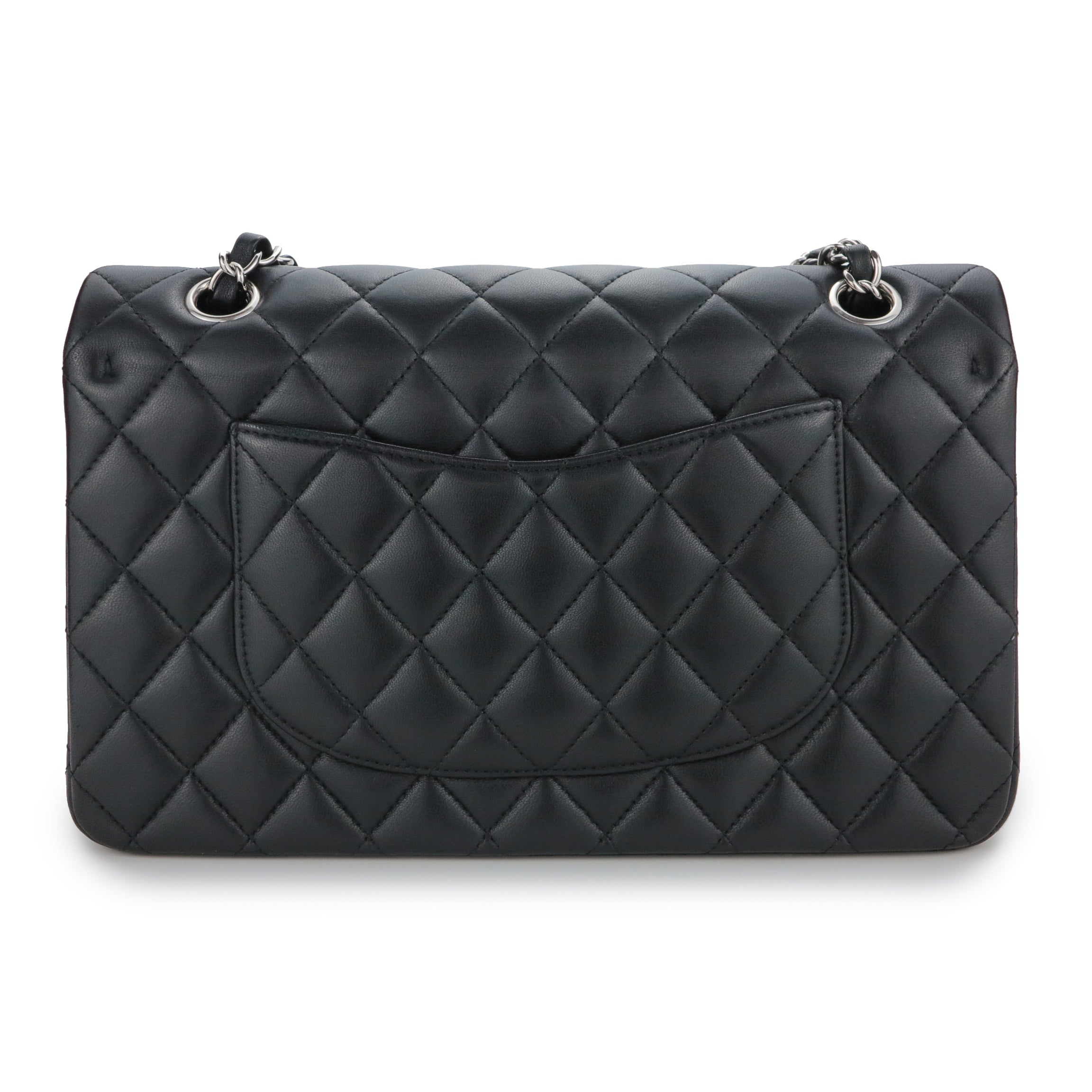 Medium Classic Double Flap Bag in Black Lambskin