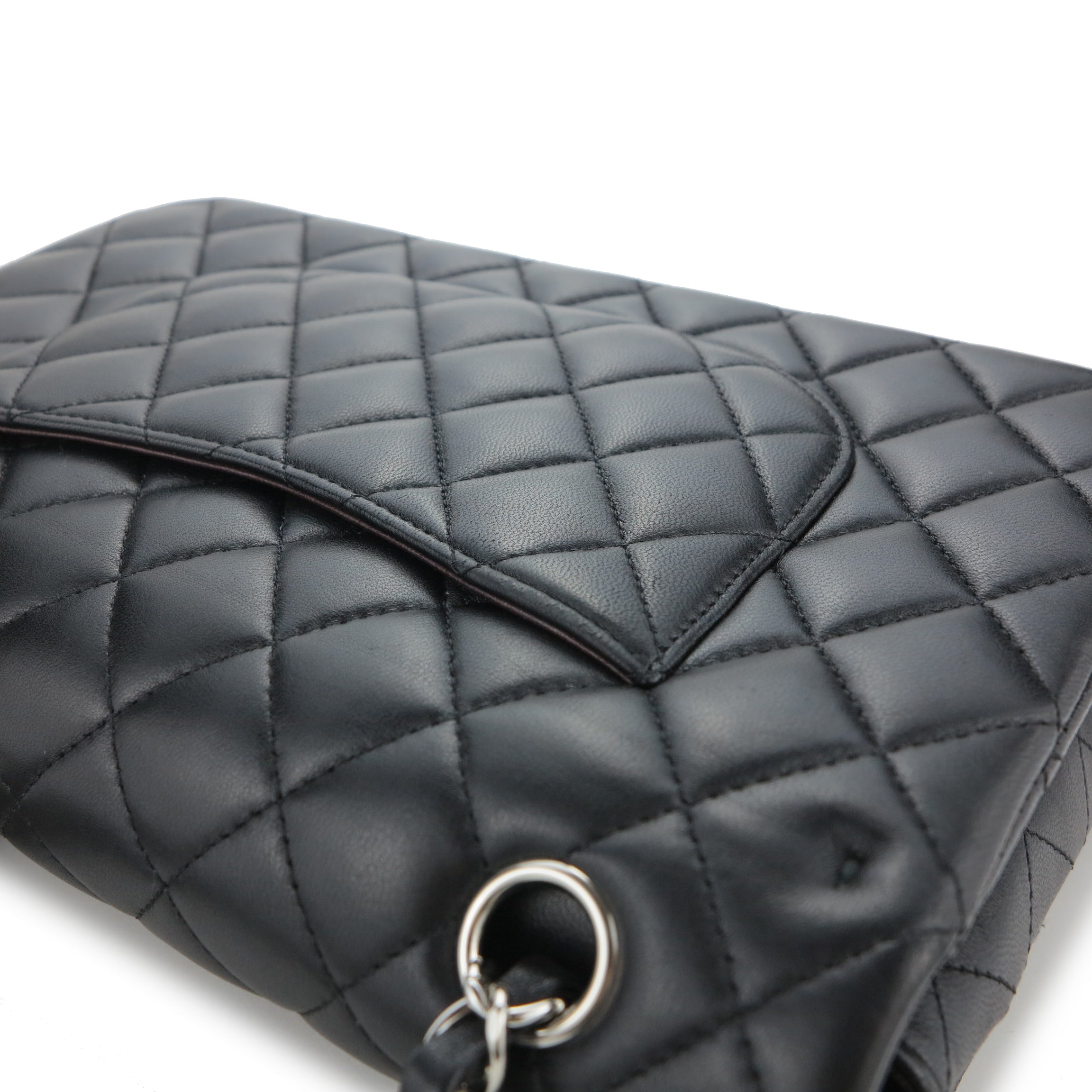 Medium Classic Double Flap Bag in Black Lambskin