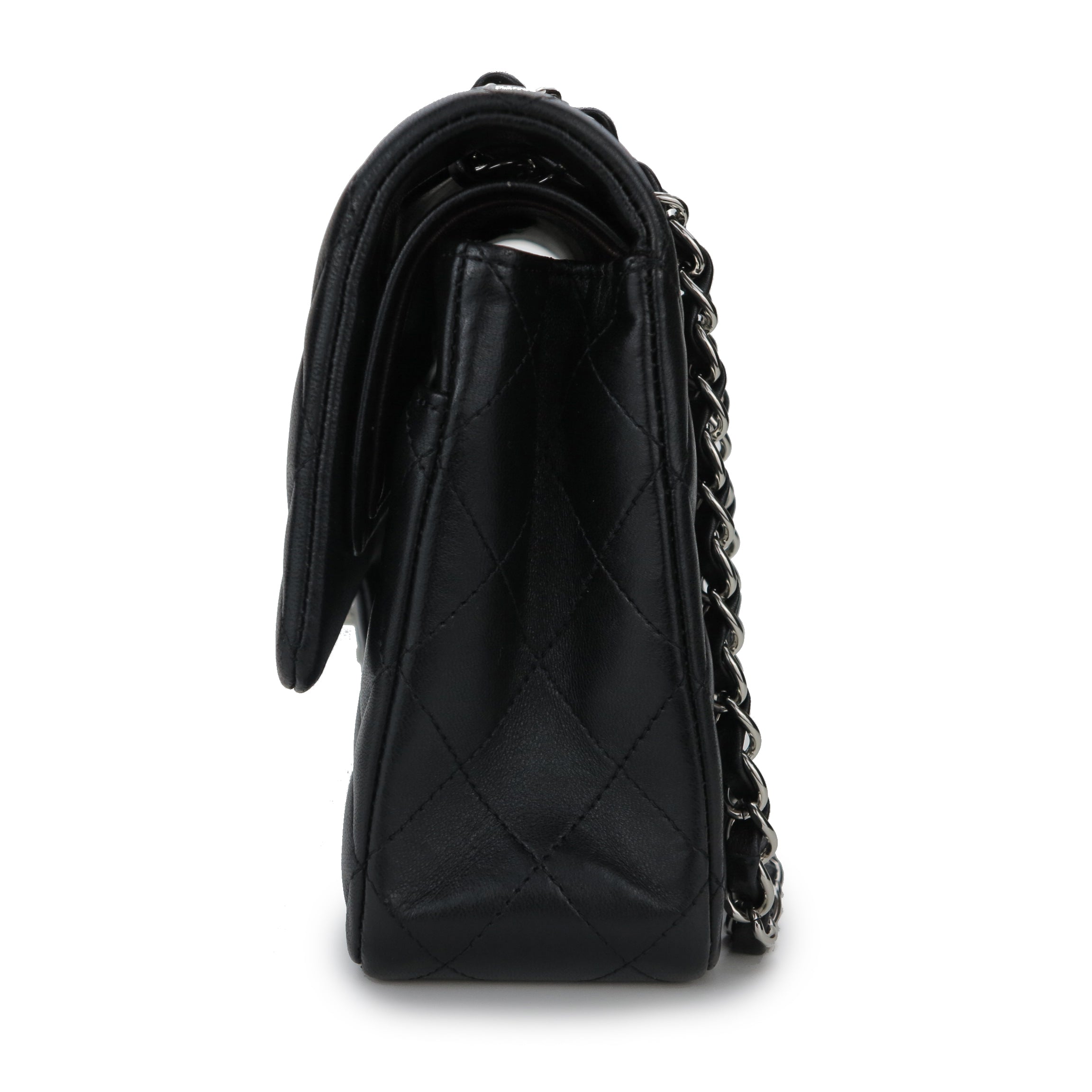 Medium Classic Double Flap Bag in Black Lambskin