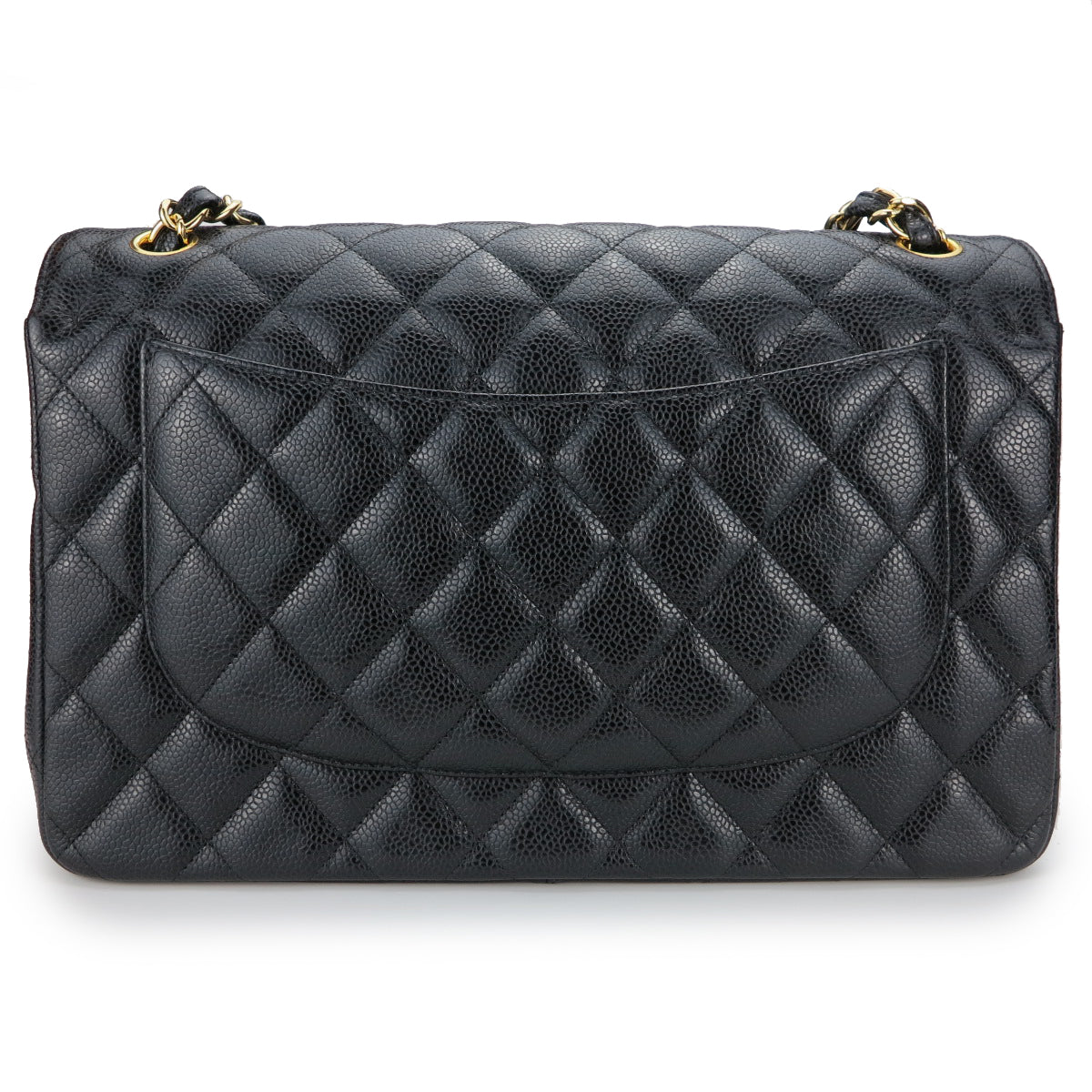 Jumbo Classic Double Flap Bag in Black Caviar