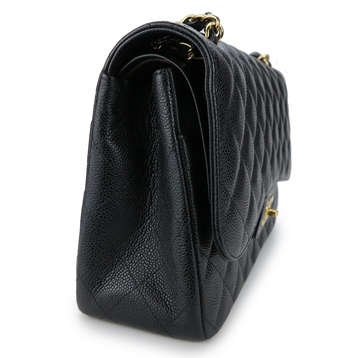 Jumbo Classic Double Flap Bag in Black Caviar