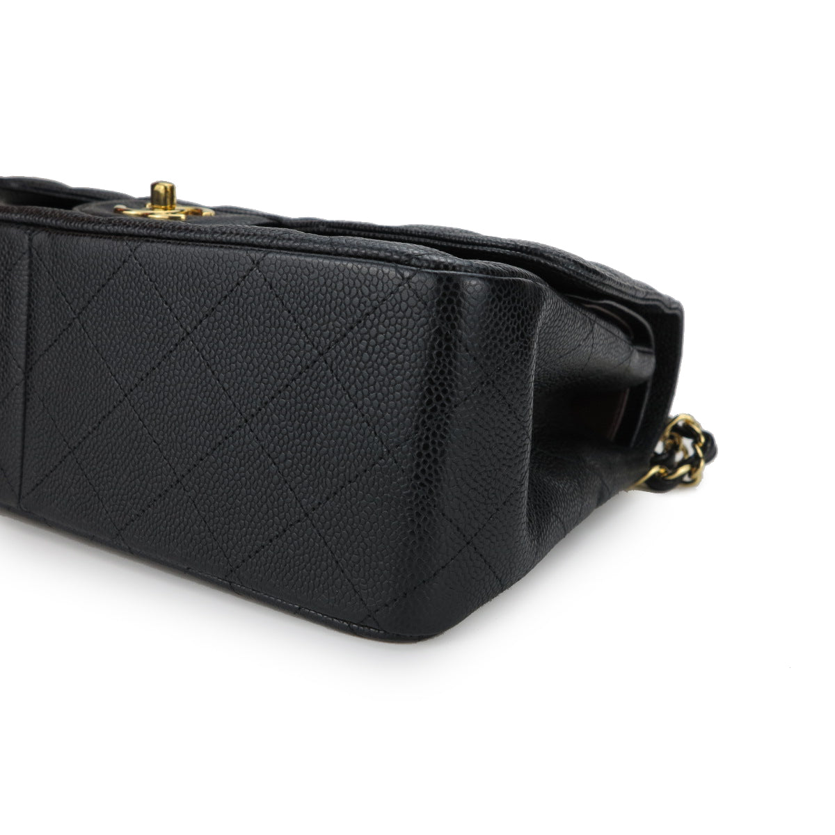 Jumbo Classic Double Flap Bag in Black Caviar