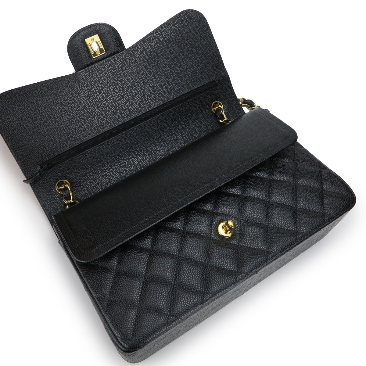 Jumbo Classic Double Flap Bag in Black Caviar