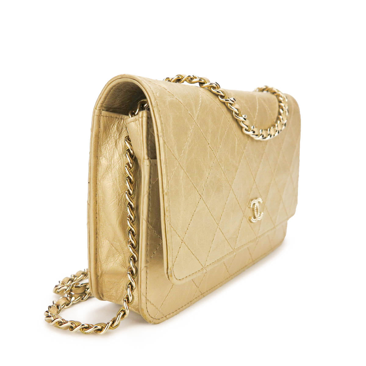 Wallet On Chain WOC in Gold Aged Calfskin