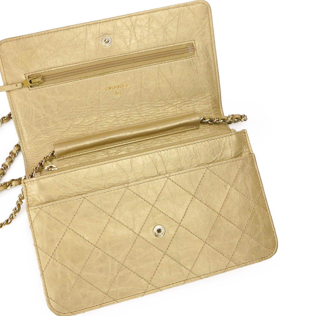 Wallet On Chain WOC in Gold Aged Calfskin