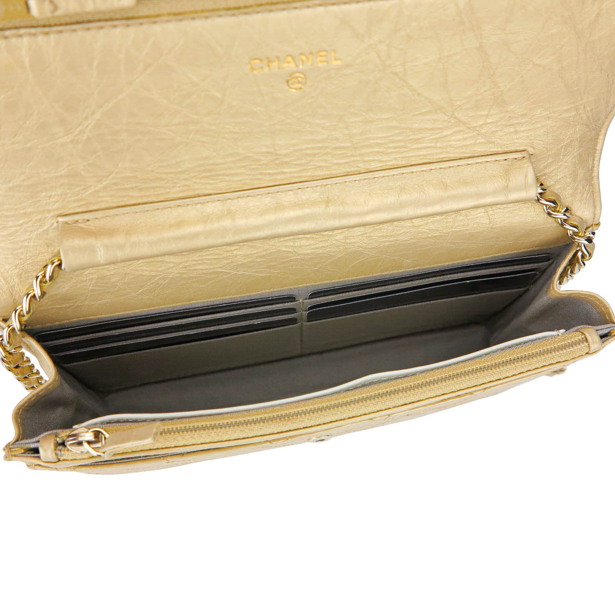 Wallet On Chain WOC in Gold Aged Calfskin