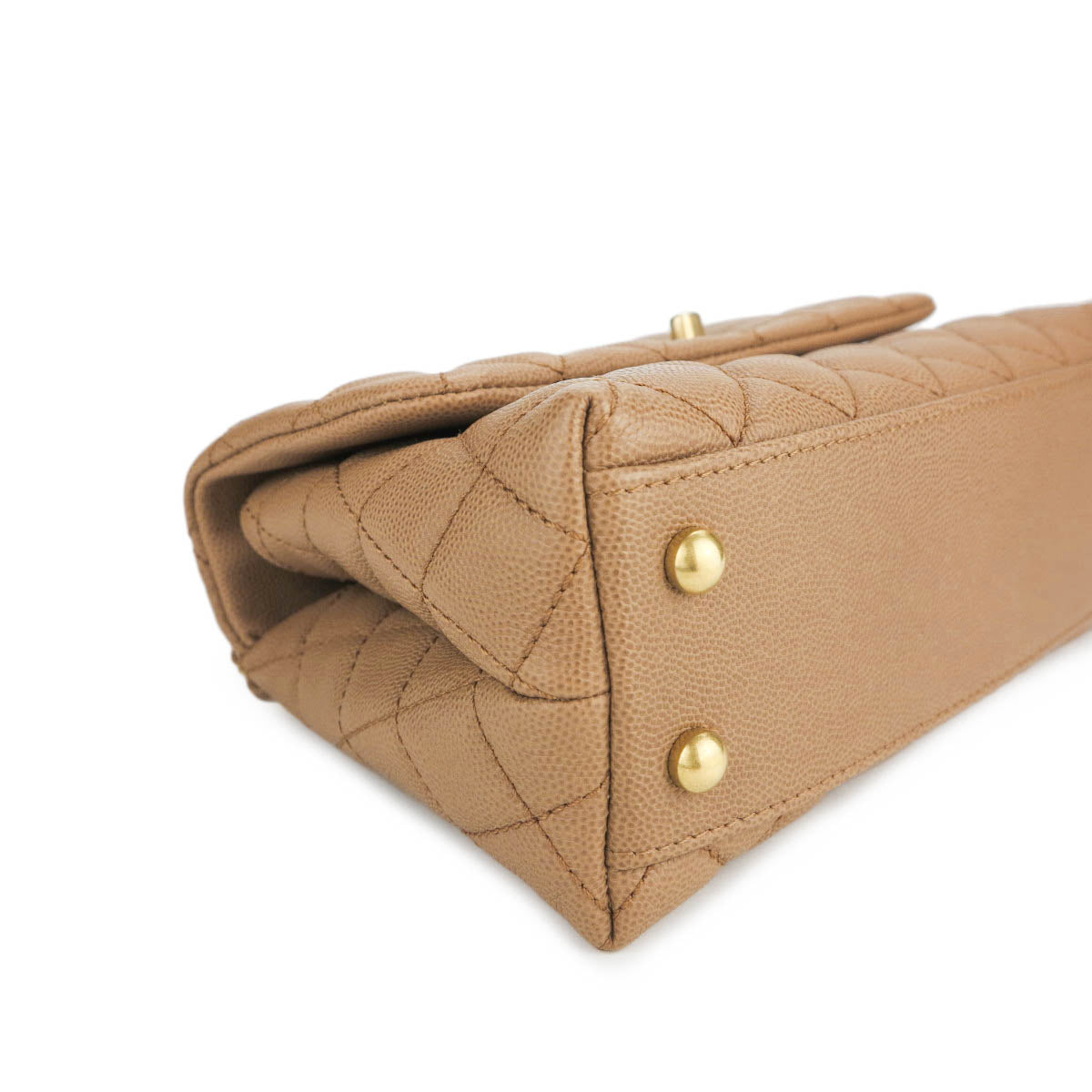 Mini Coco Handle Bag with Lizard Handle in Caramel Caviar