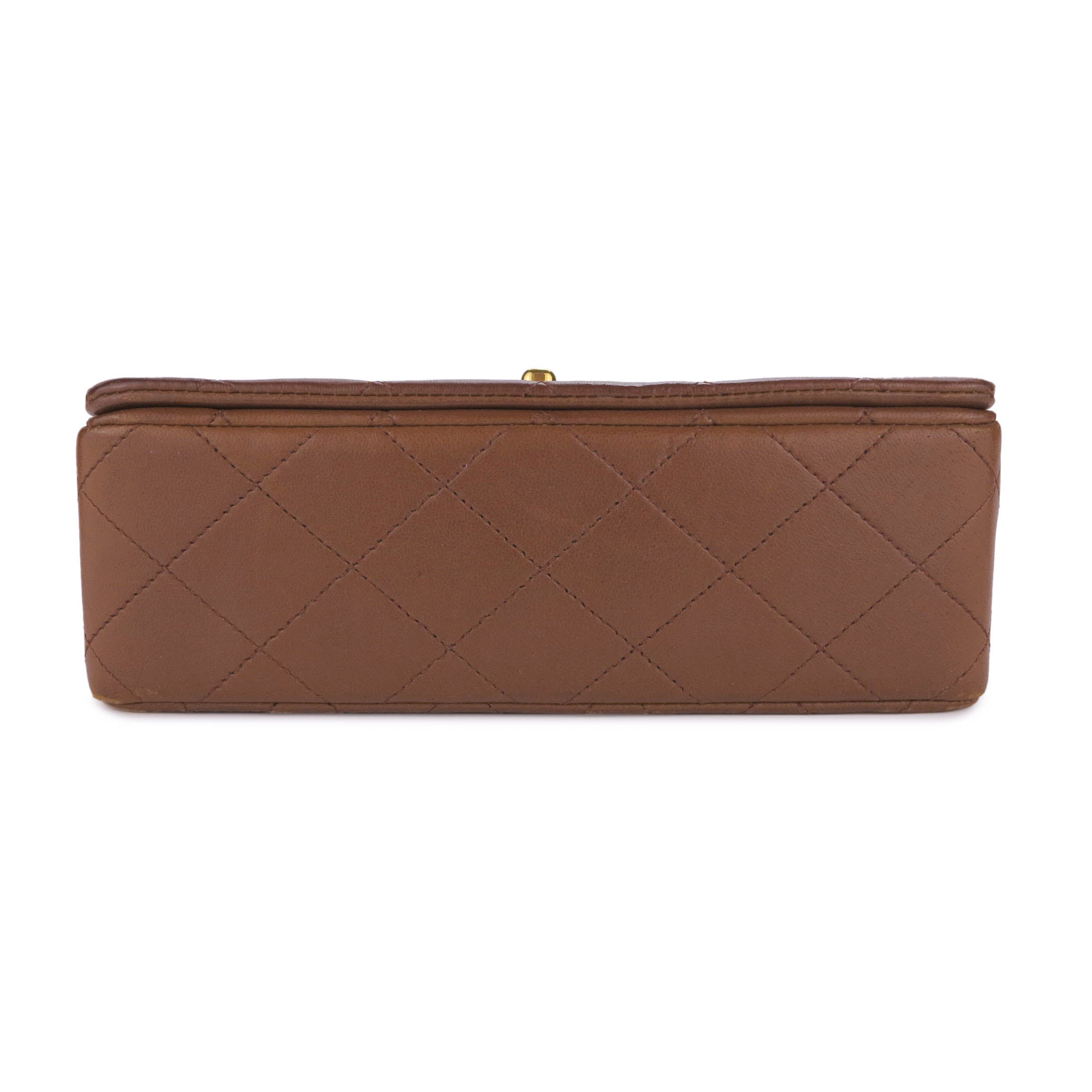 Vintage Mini Rectangle Flap in Brown Lambskin