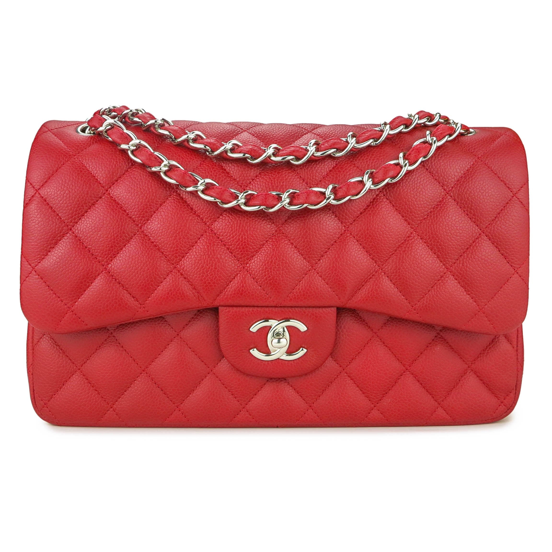 Jumbo Classic Double Flap Bag in 11C Lipstick Red Caviar