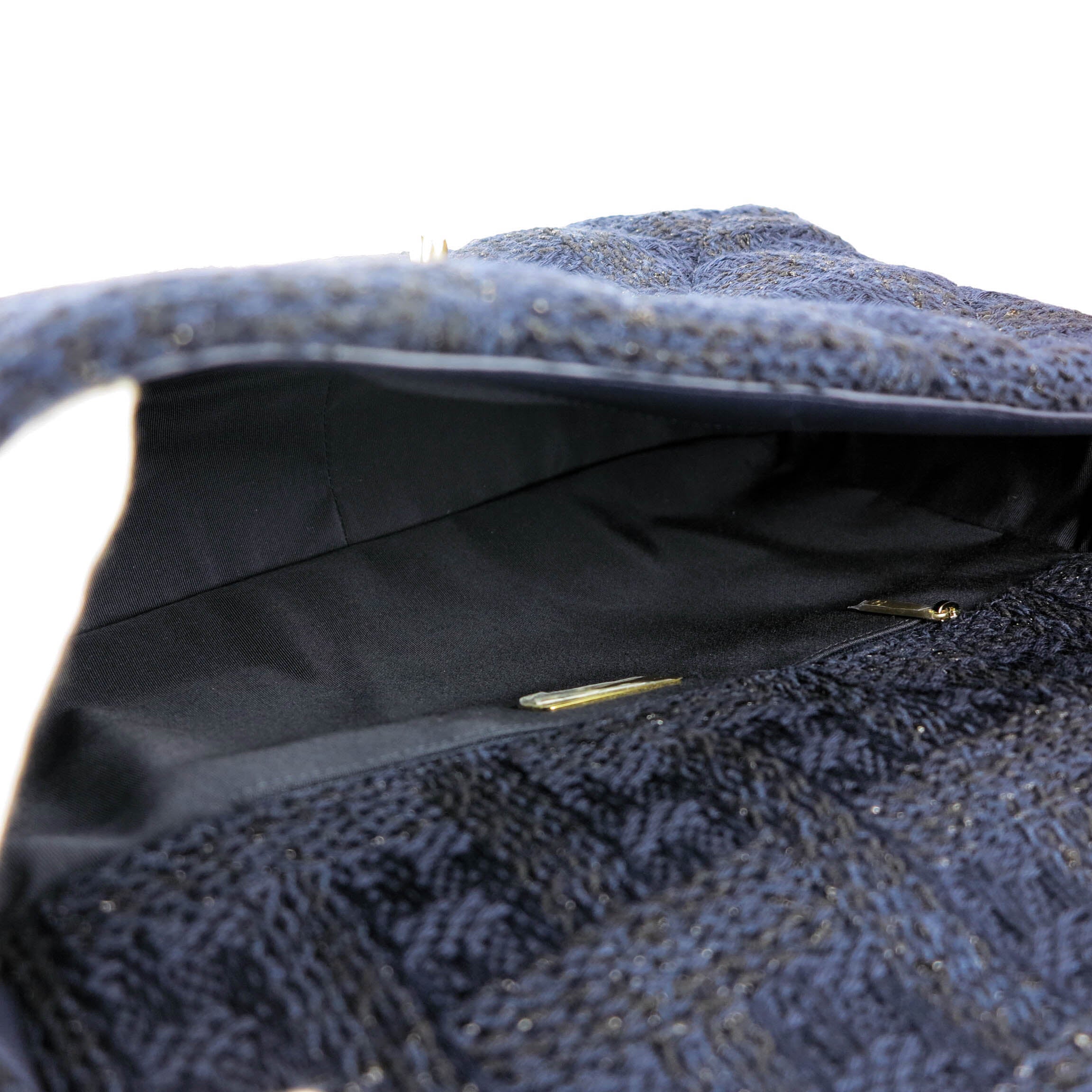 Chanel 19 Maxi Flap Bag in Navy Black Tweed