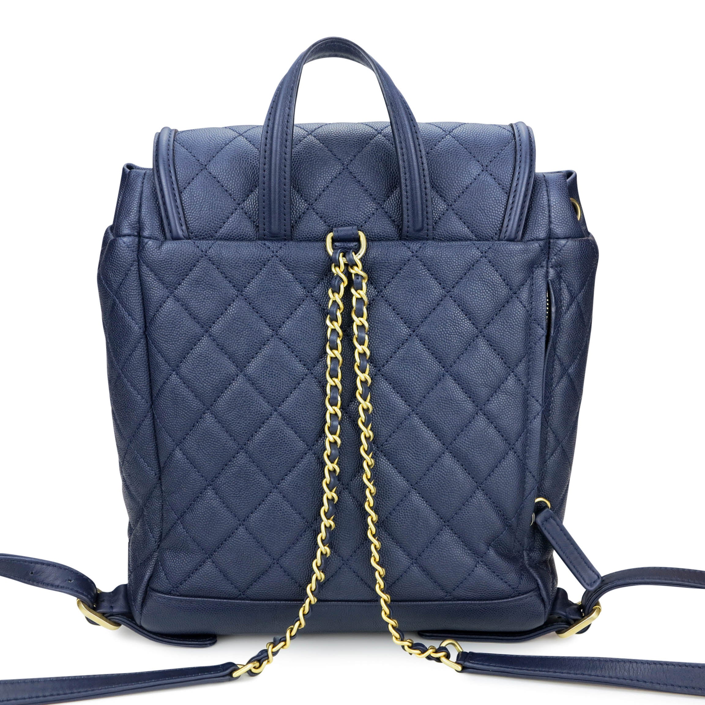 Quilted Filigree Backpack in Navy Caviar