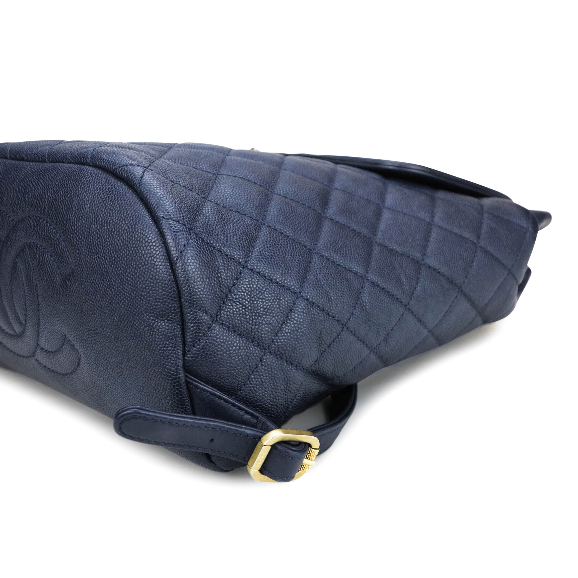 Quilted Filigree Backpack in Navy Caviar