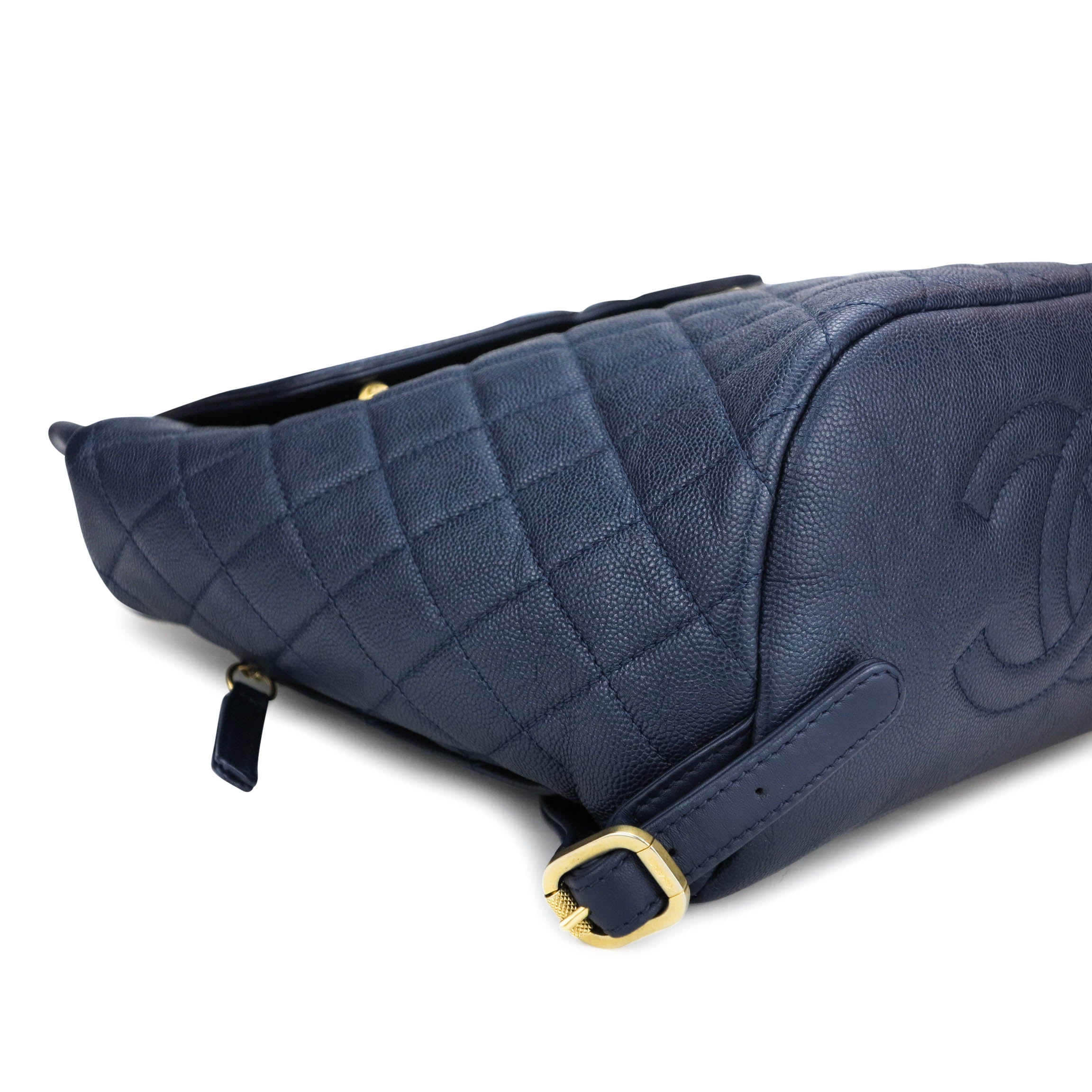 Quilted Filigree Backpack in Navy Caviar