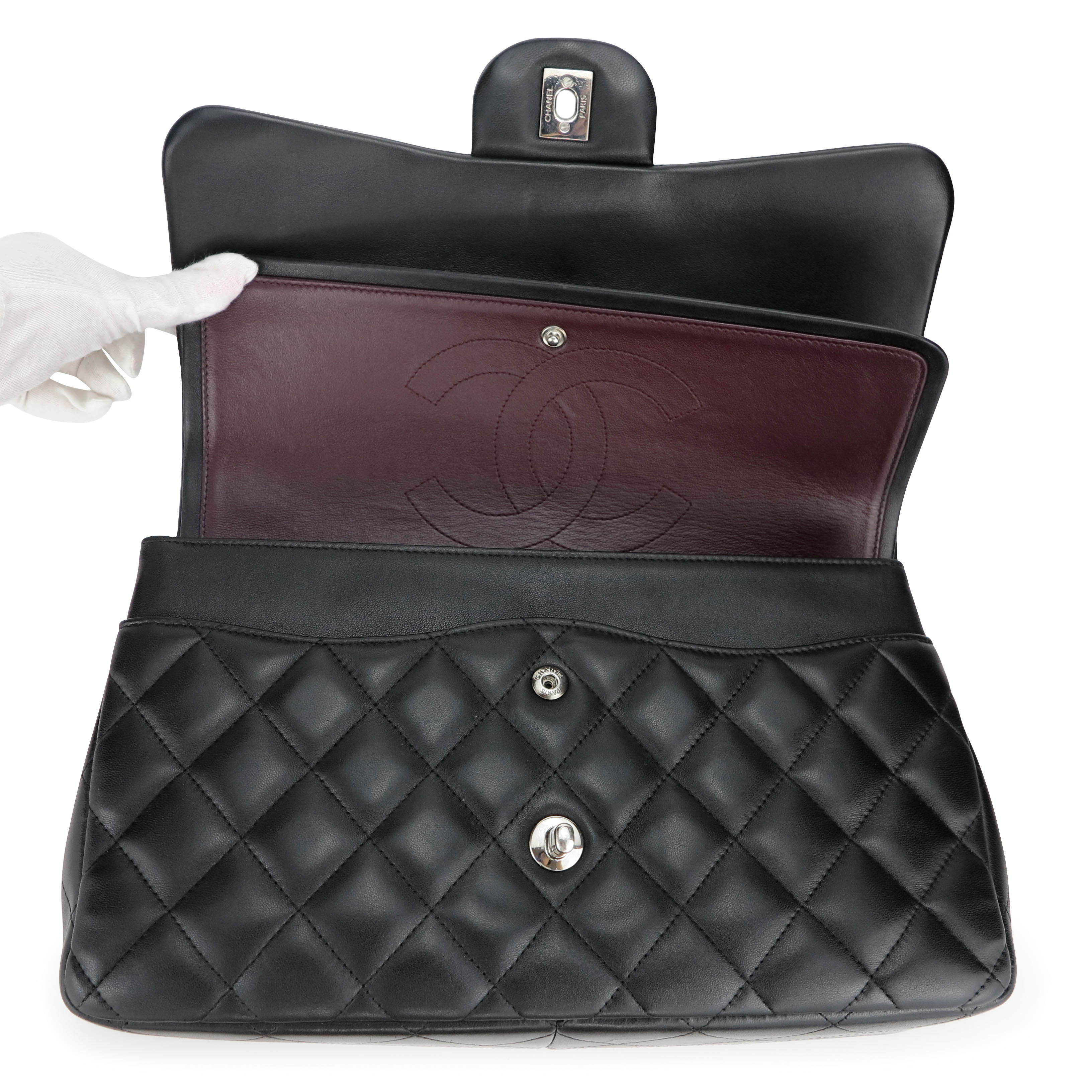 Jumbo Classic Double Flap Bag in Black Lambskin