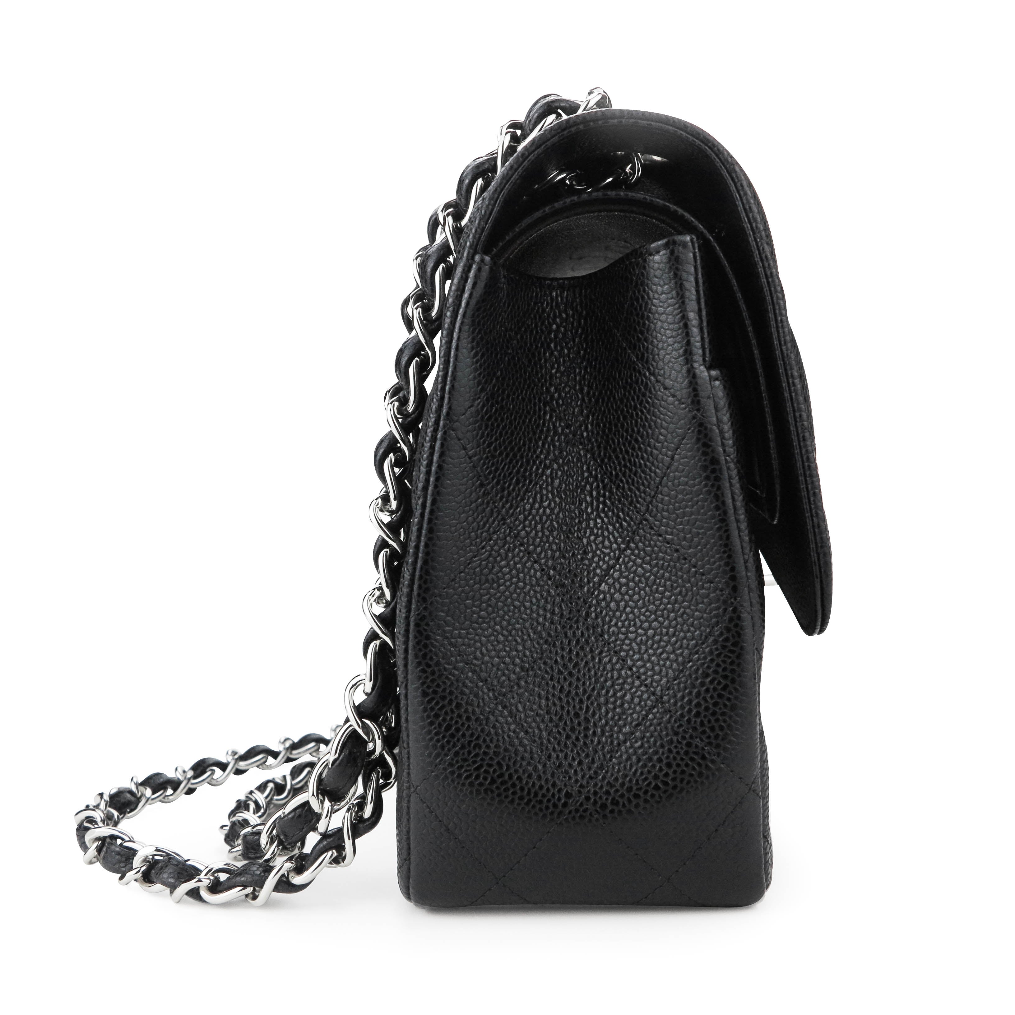 Jumbo Classic Double Flap Bag in Black Caviar SHW