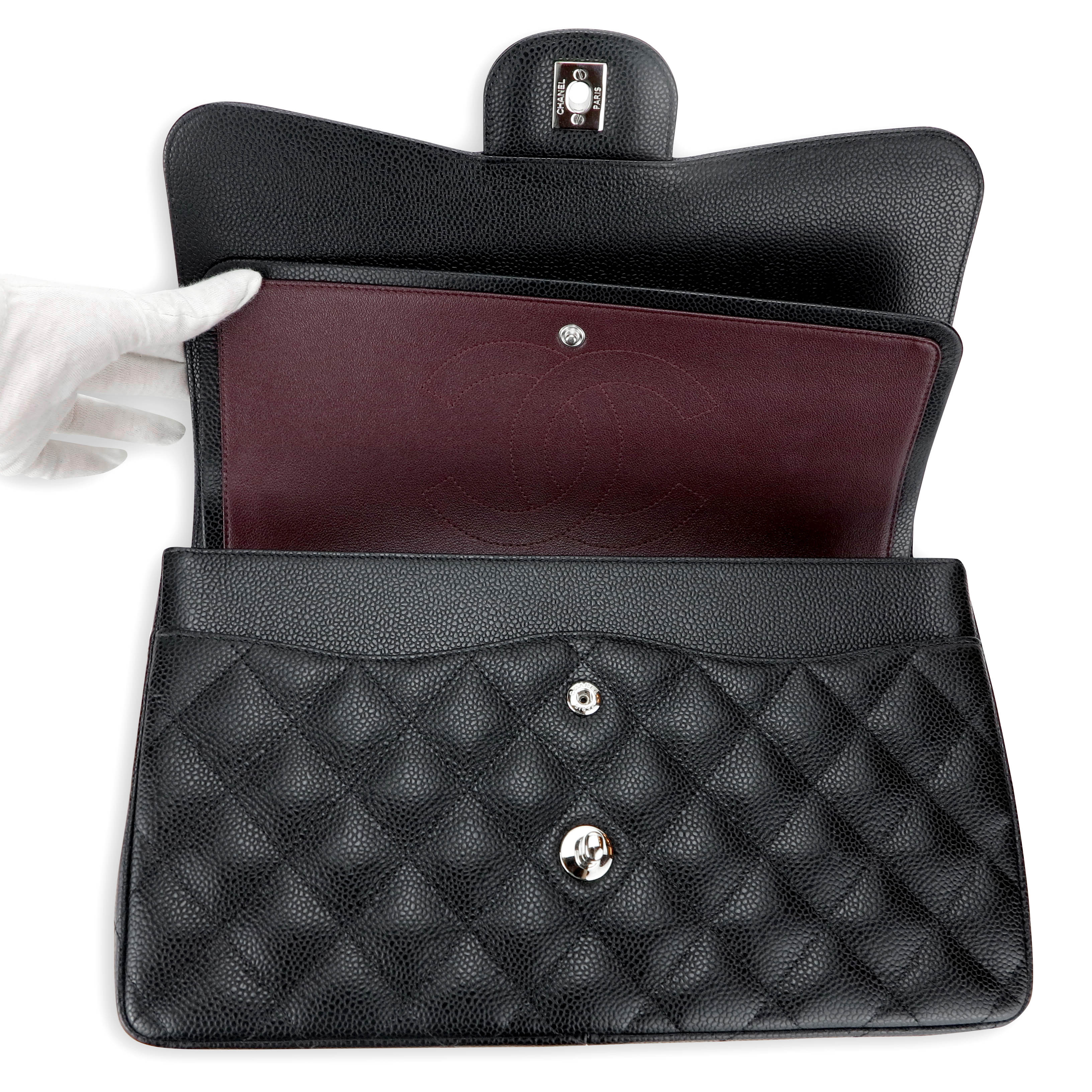 Jumbo Classic Double Flap Bag in Black Caviar SHW