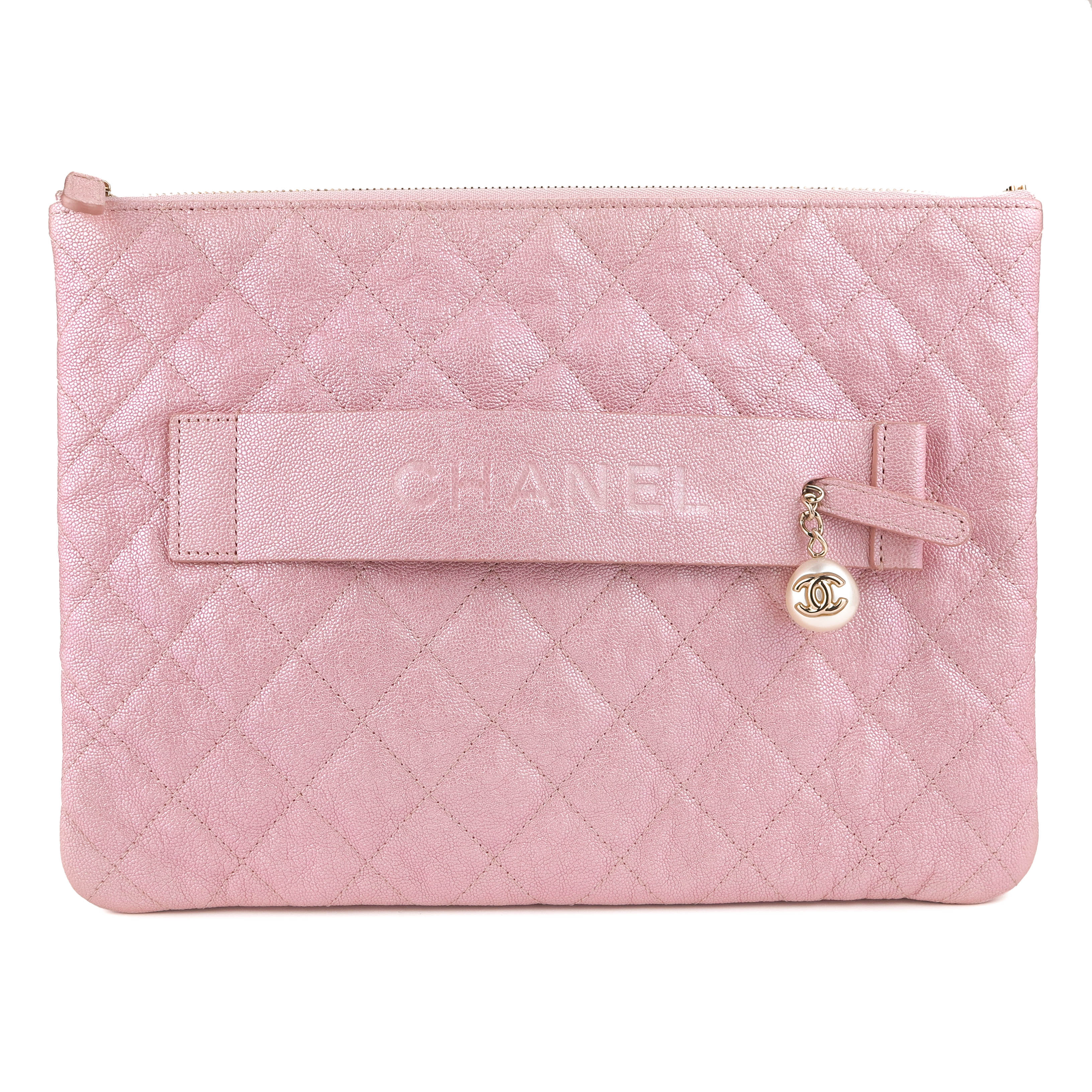 Night by the C Pouch Clutch Large Ocase in 19S Iridescent Pink Caviar