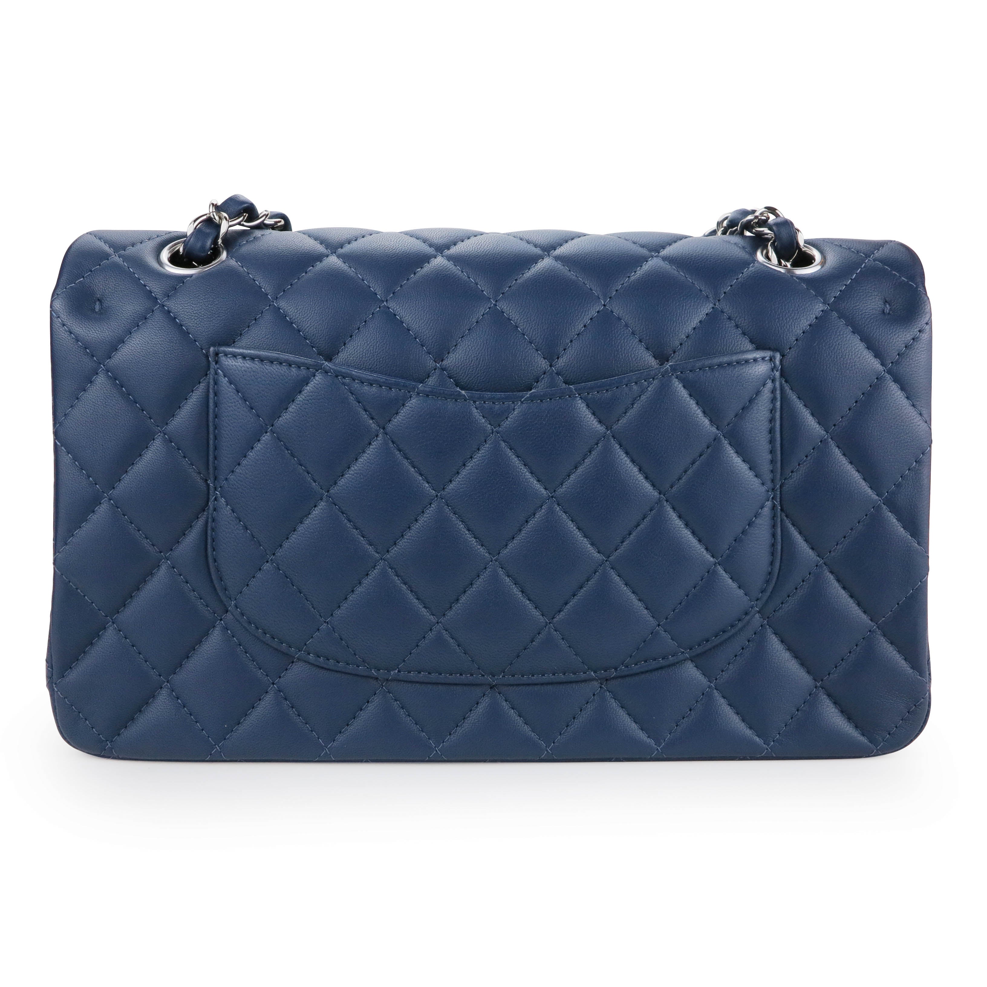 Medium Classic Double Flap Bag in Navy Lambskin