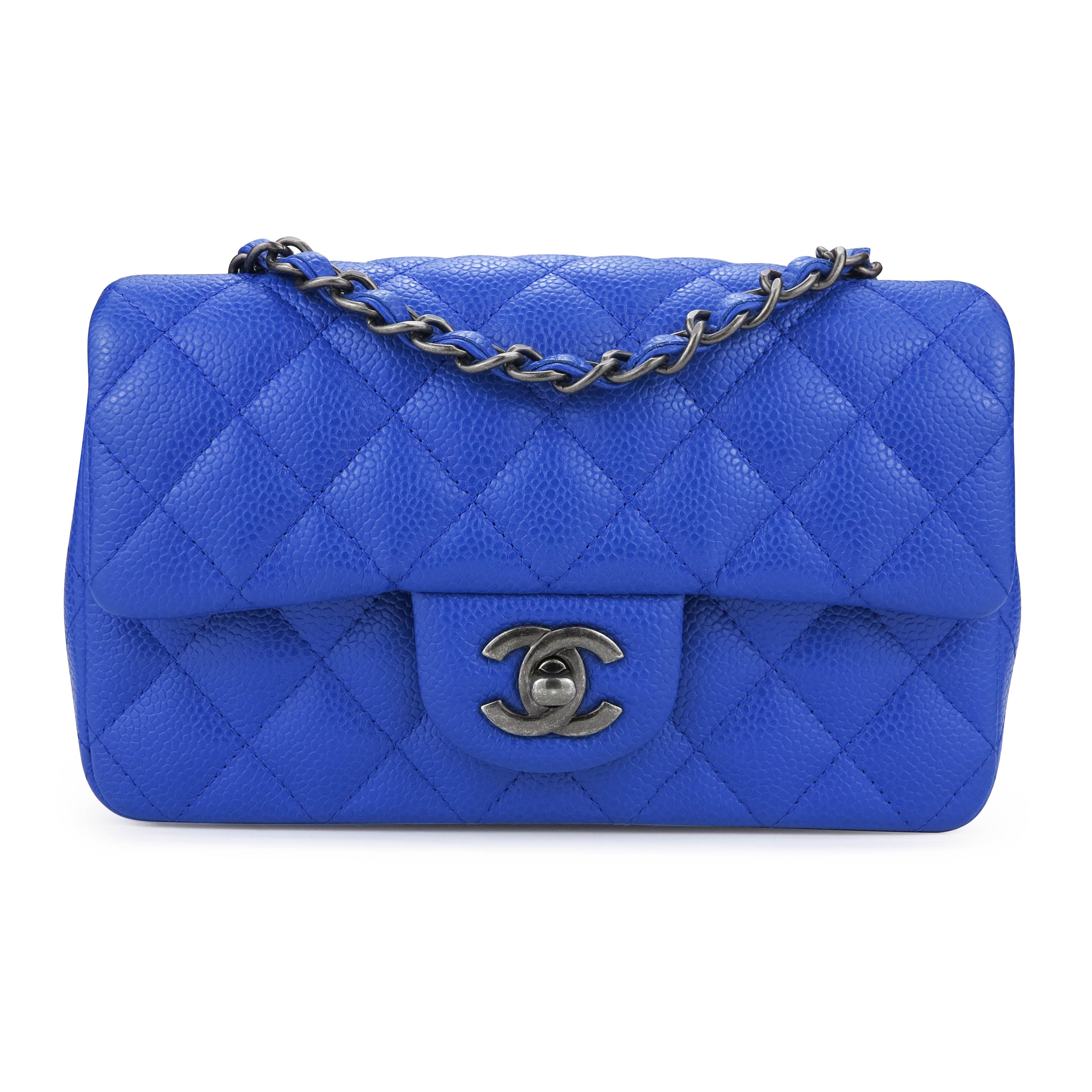 Mini Rectangular Flap Bag in 16C Blue Roi Caviar