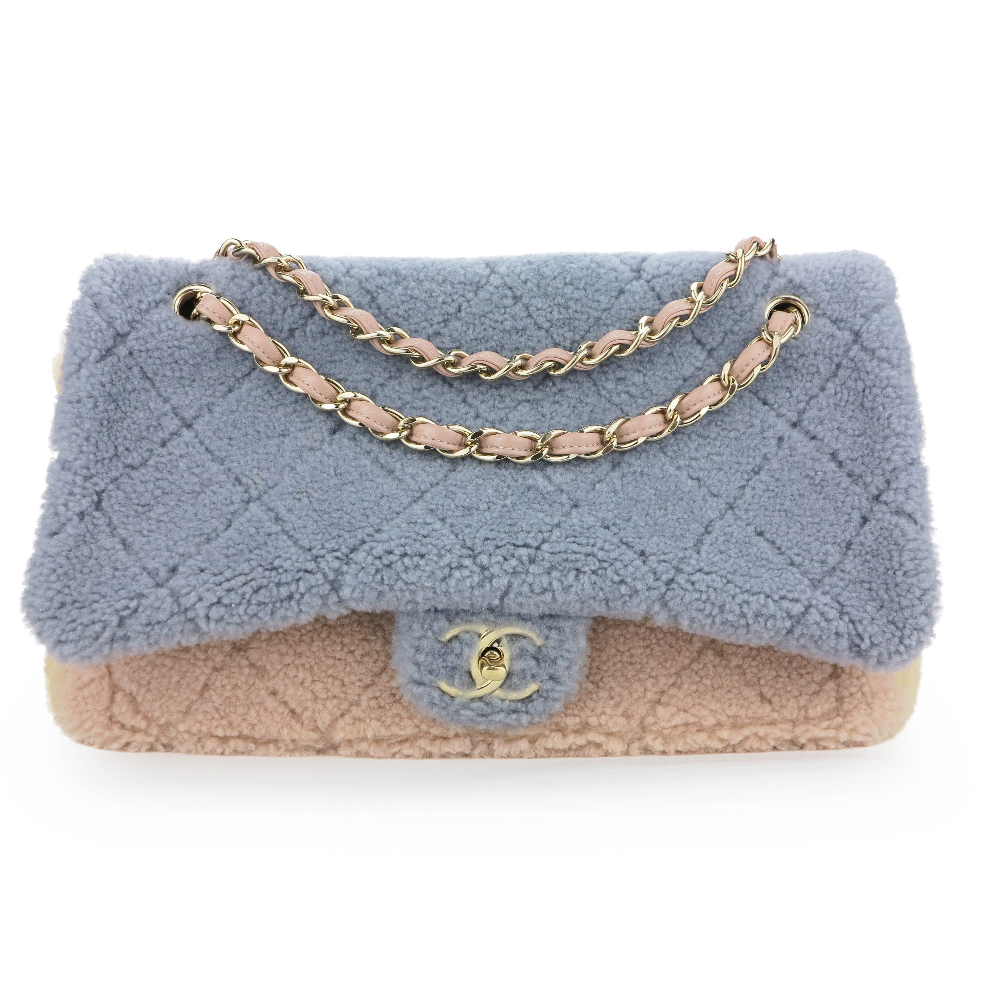 Pastel Shearling Jumbo Single Flap Bag