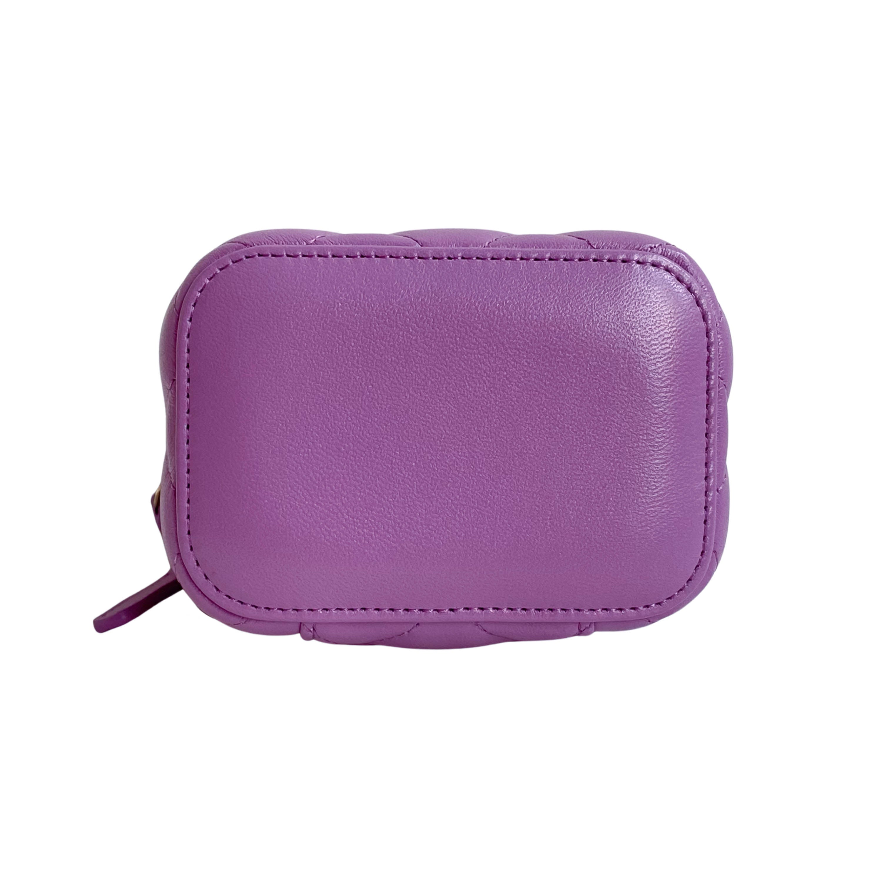 Pearl Crush Mini Vanity Case with Chain 22S Purple Lambskin